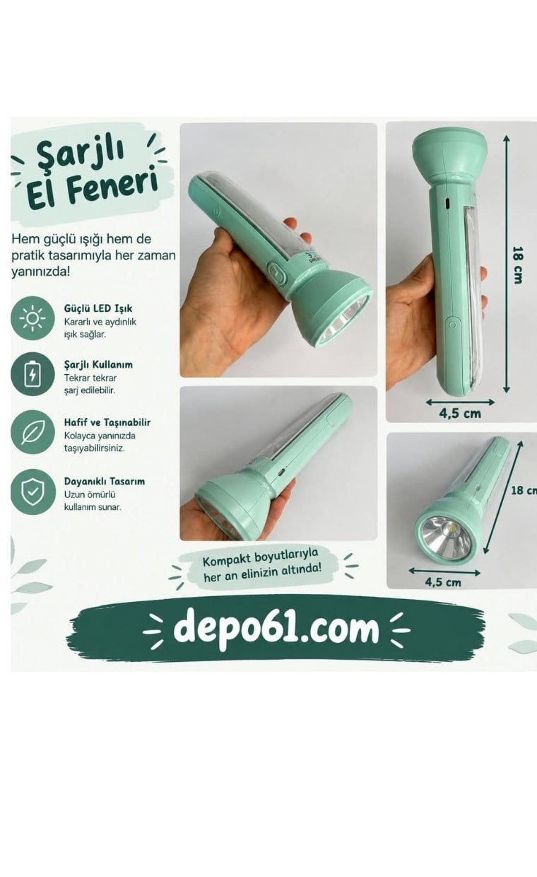 Softled Şarjlı El Feneri+Yol Aydınlatma Büyük K-0965
