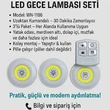 Winnboss WN-1186 Kumandalı 3'lü Pilli LED Lamba