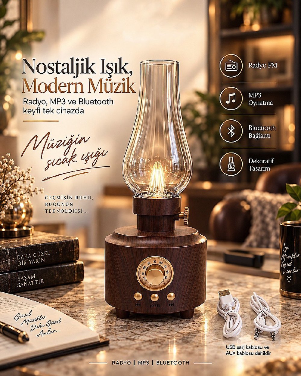 Yage YG-891 Nostaljik Gece Lambalı Radyo
