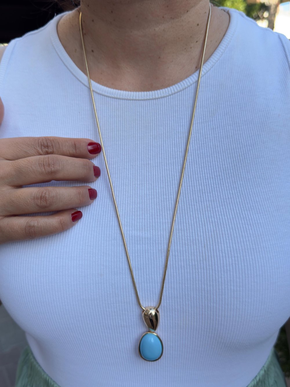 14k Altın Kaplama Mavi Damla Taşlı Asansör Zincirli Kolye 90cm