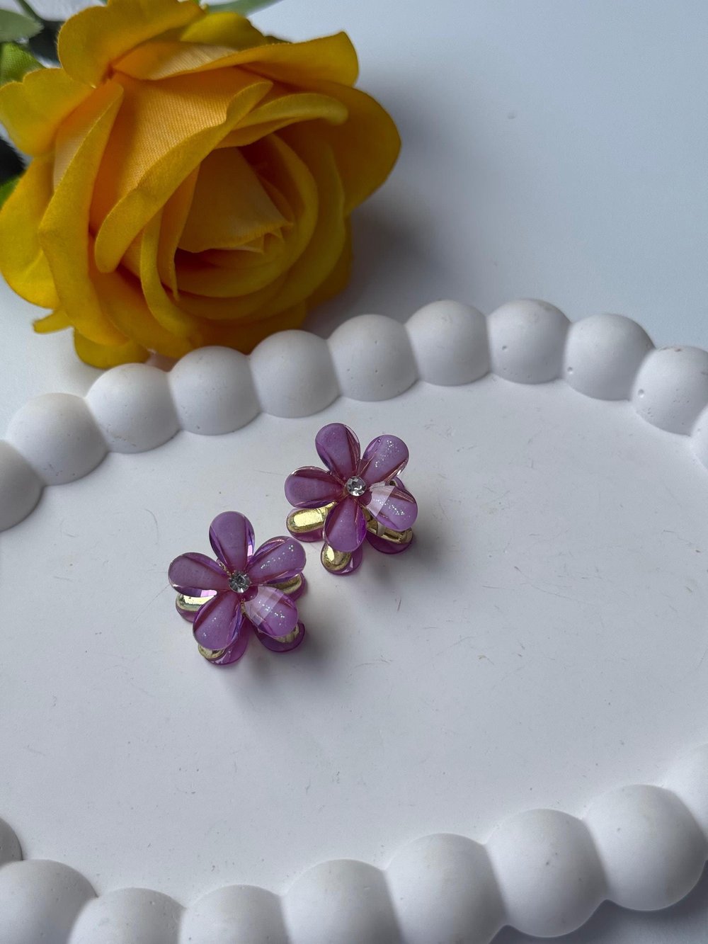 Minimal Mandal Çiçek Toka Lila