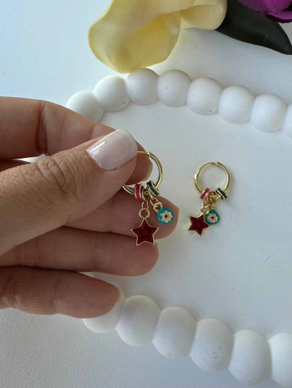 Özel Seri Minimal Halkalı Yıldız Küpe