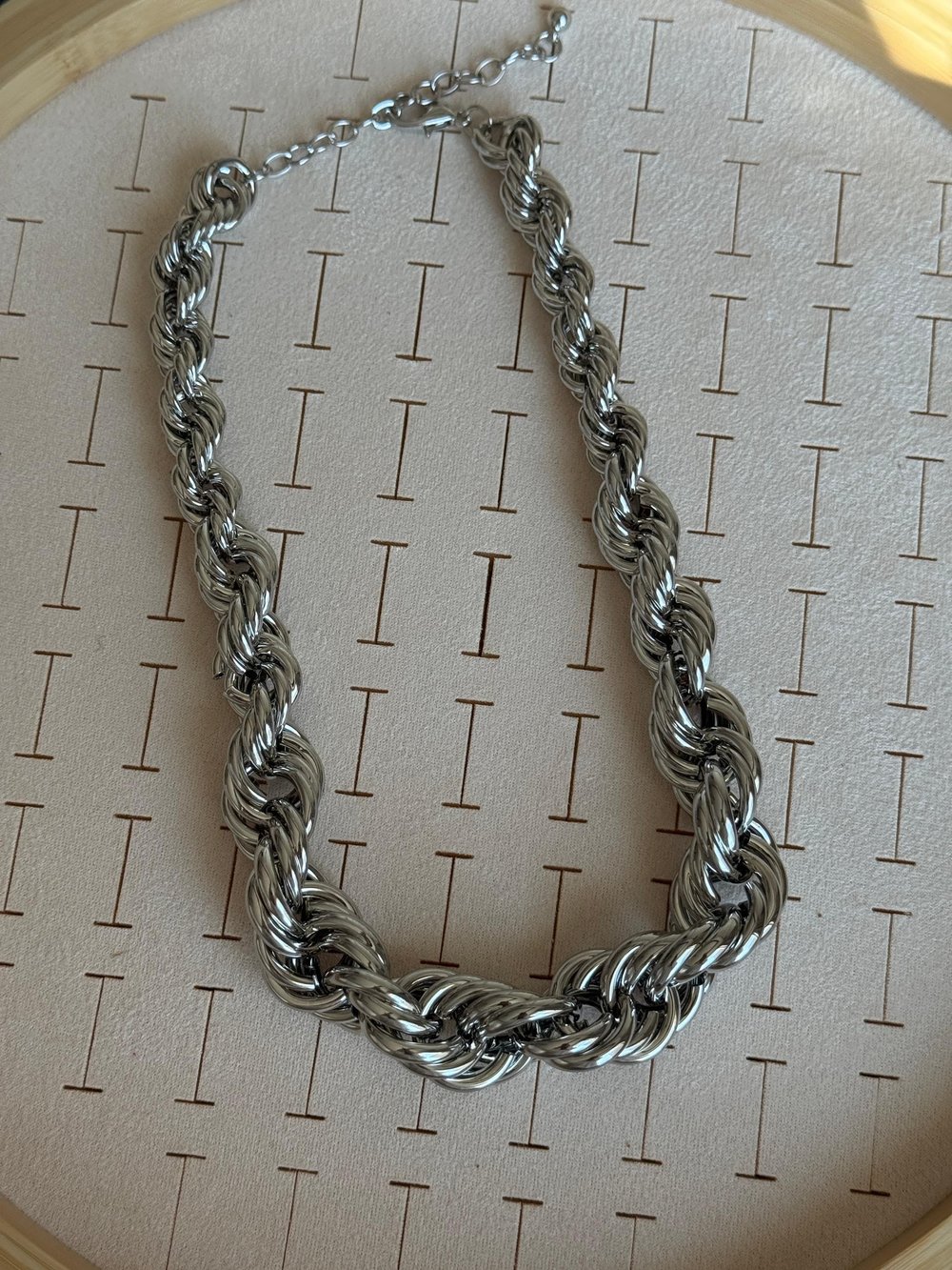 Vintage Gri Kalın Bırgu Kolye (50cm)