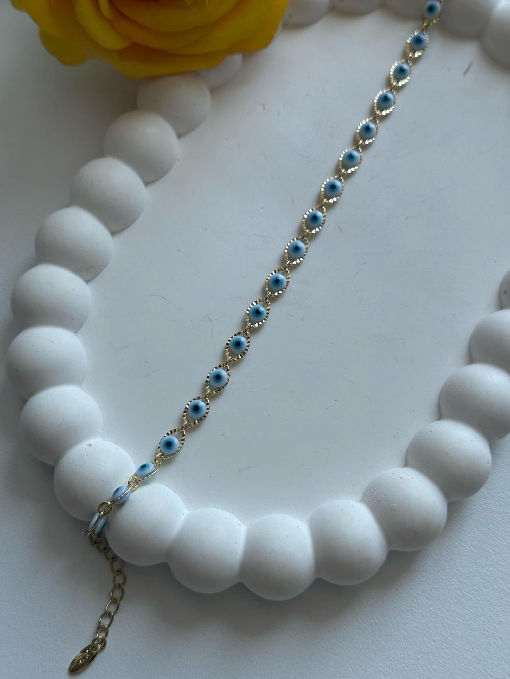 Vip 14K  Otantik Beyaz Nazarlı Bileklik