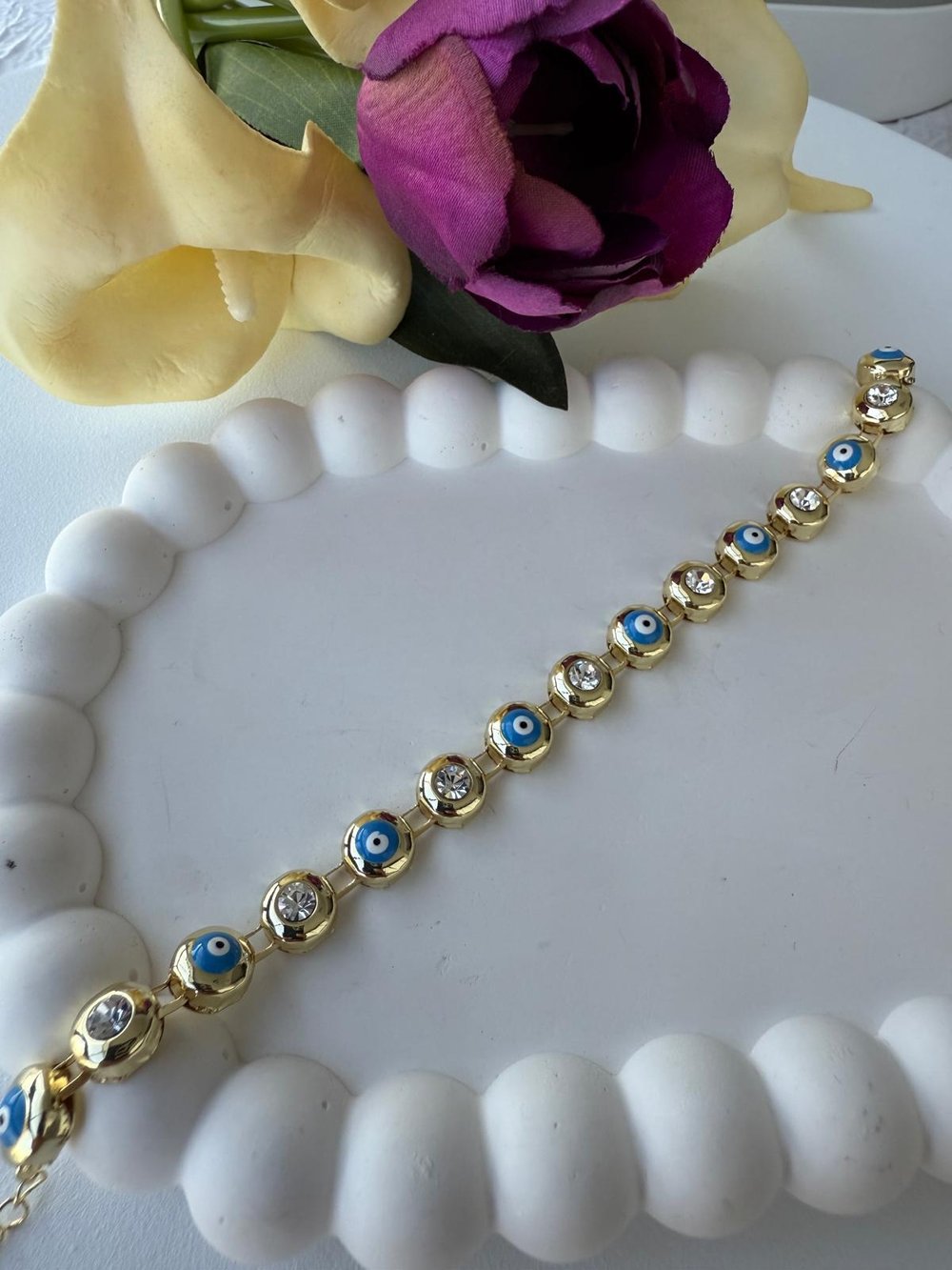 Vip 14K  Sıralı Daire Nazarlı Bileklik
