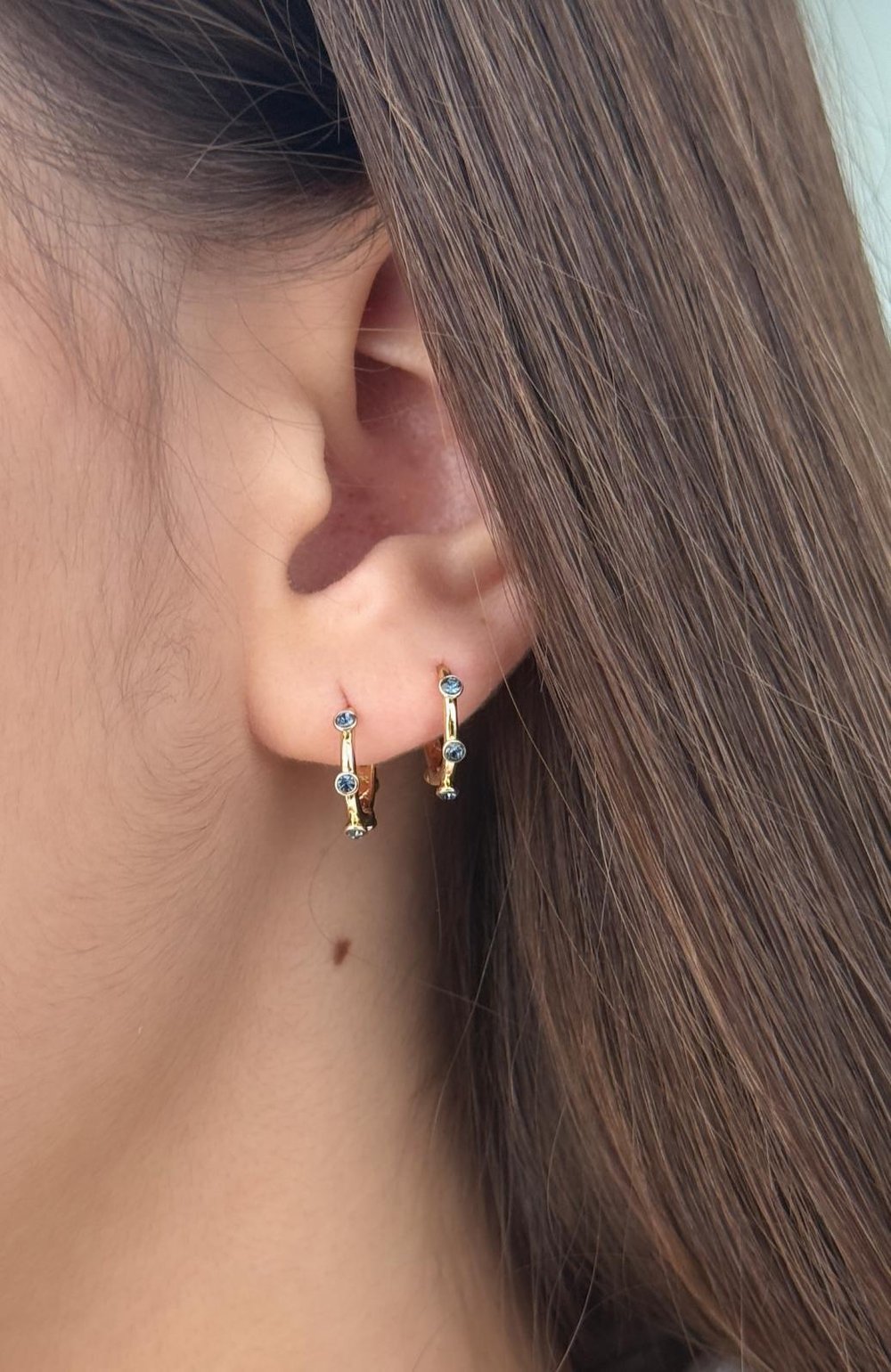 Viip 14k Mini Mavi Taşlı Çocuk  Küpe