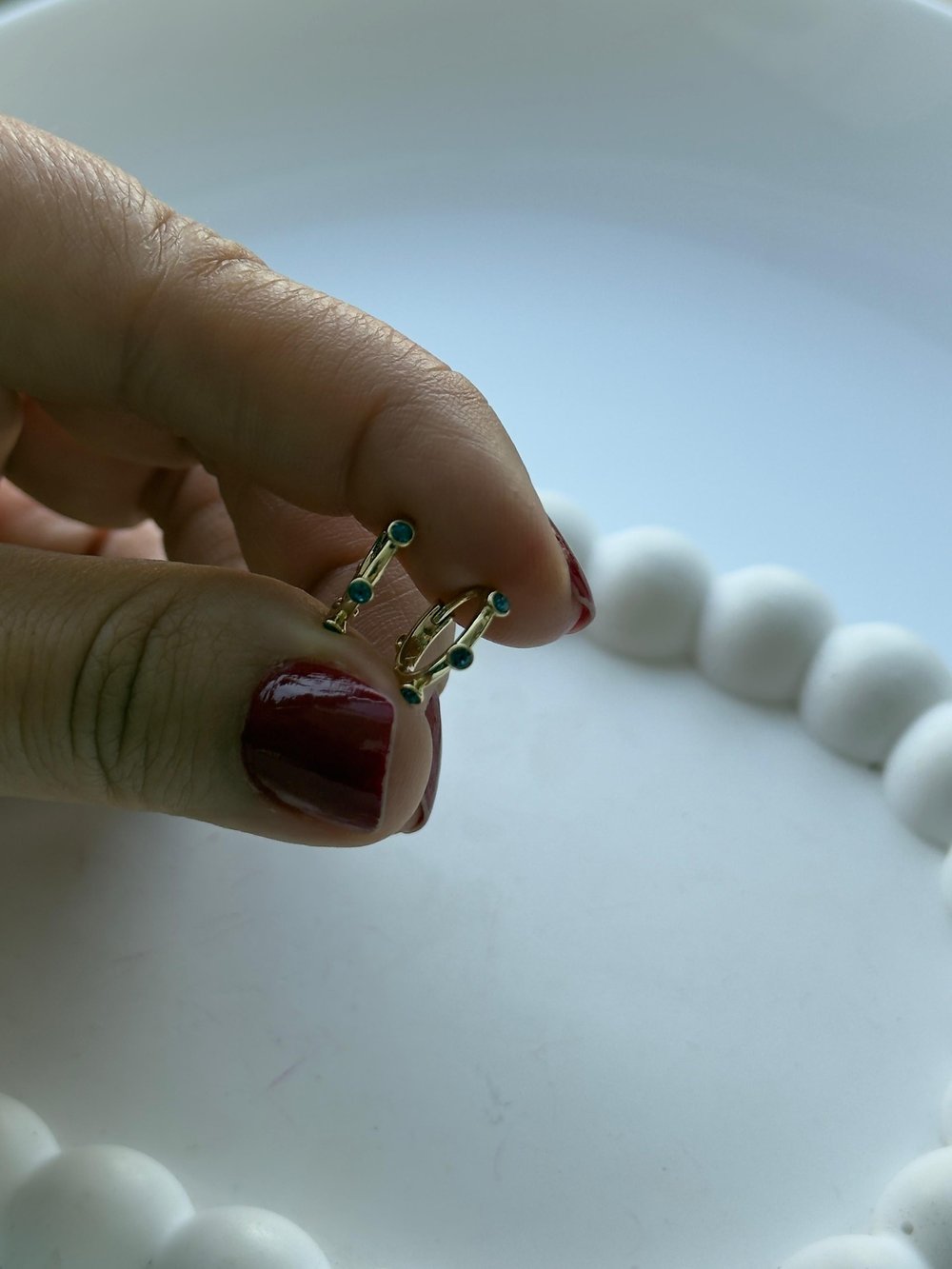 Viip 14k Mini Mavi Taşlı Çocuk  Küpe