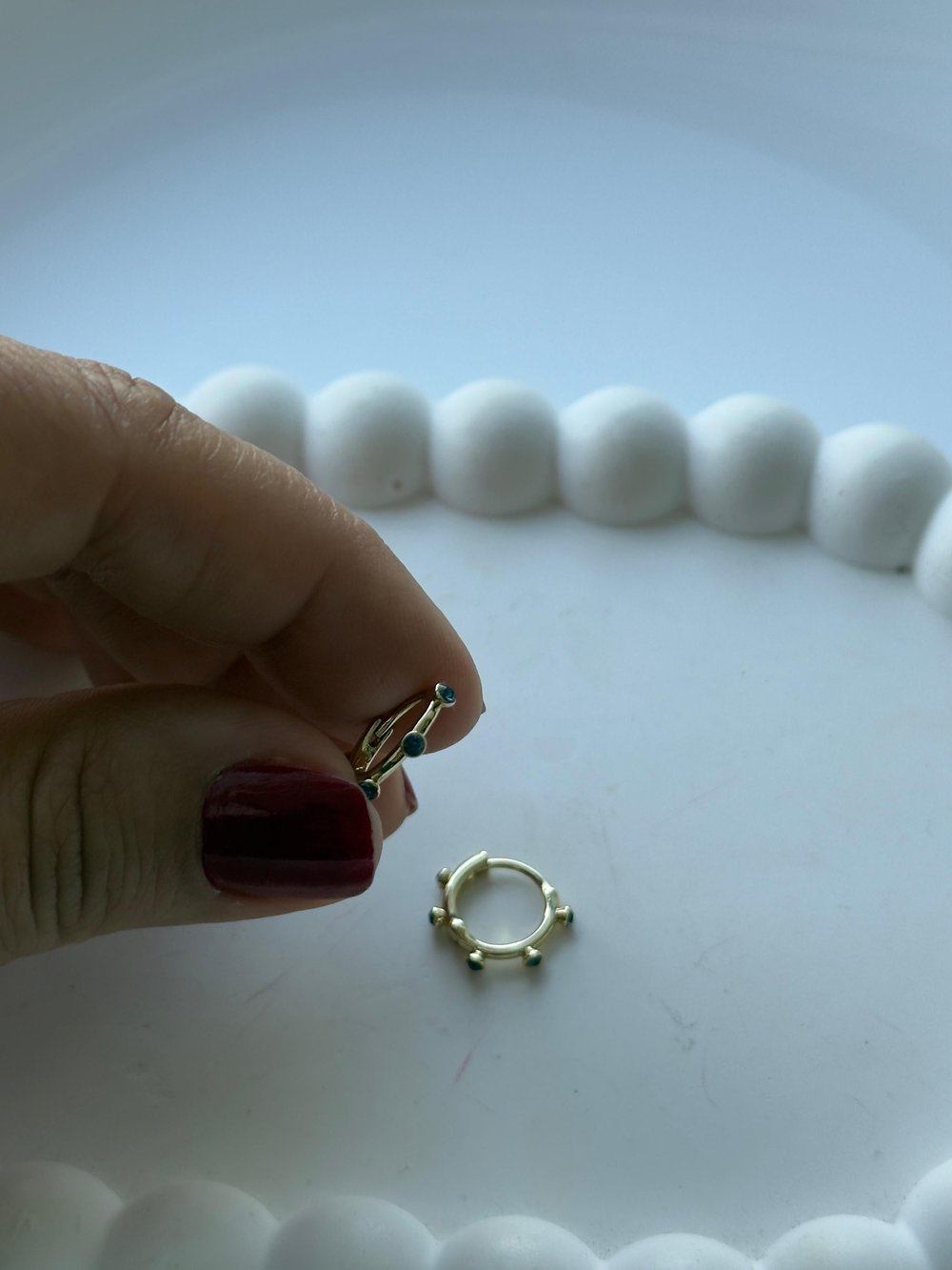 Viip 14k Mini Mavi Taşlı Çocuk  Küpe