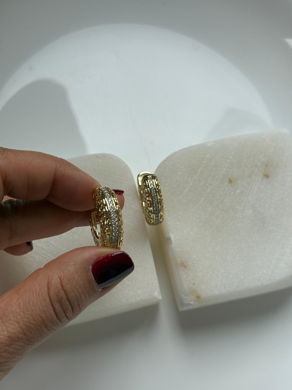 Vip 14k Dore Etnik Taşlı Halka Küpe