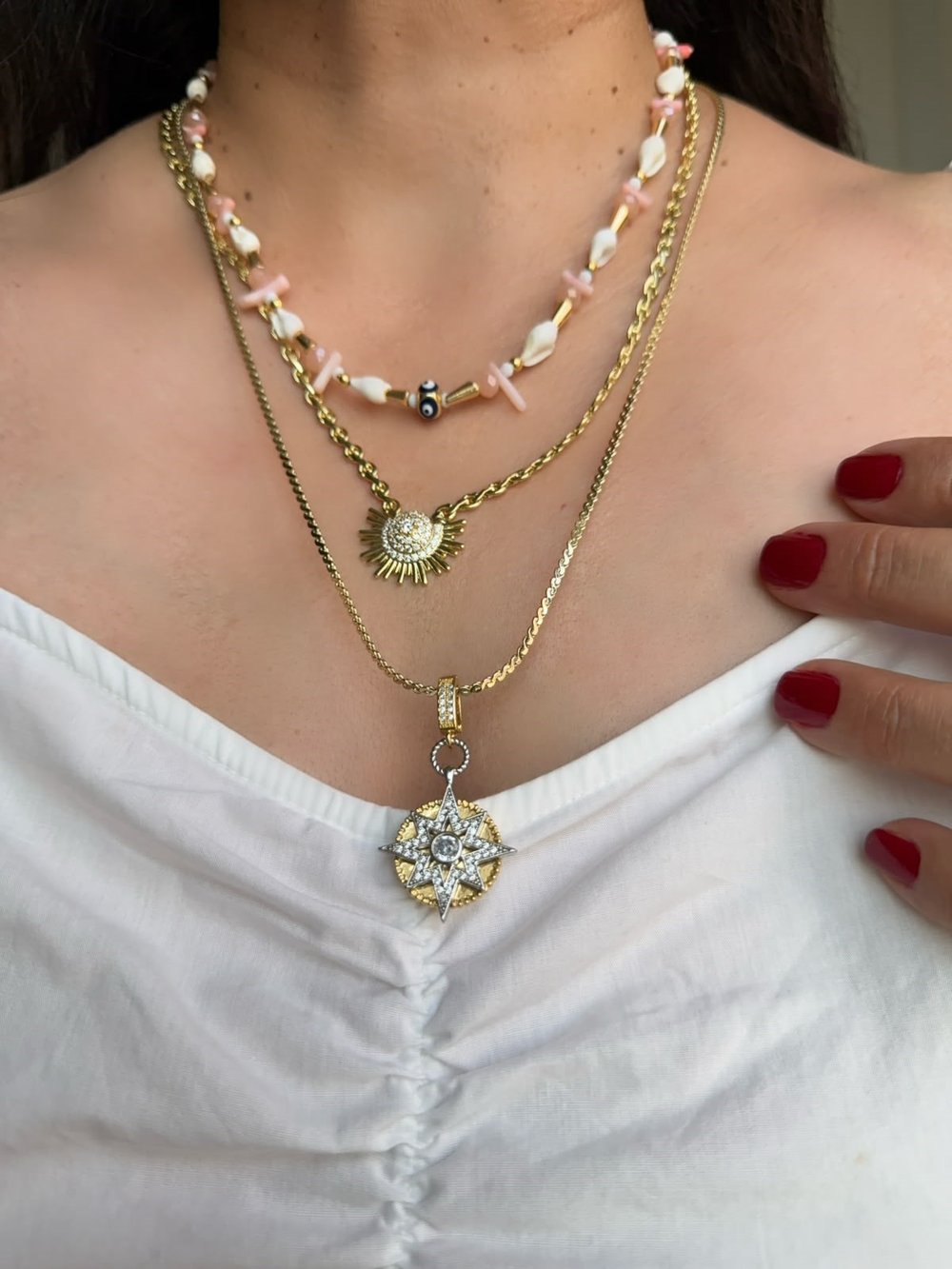 Vip 14K Güneş Kolye Kombini