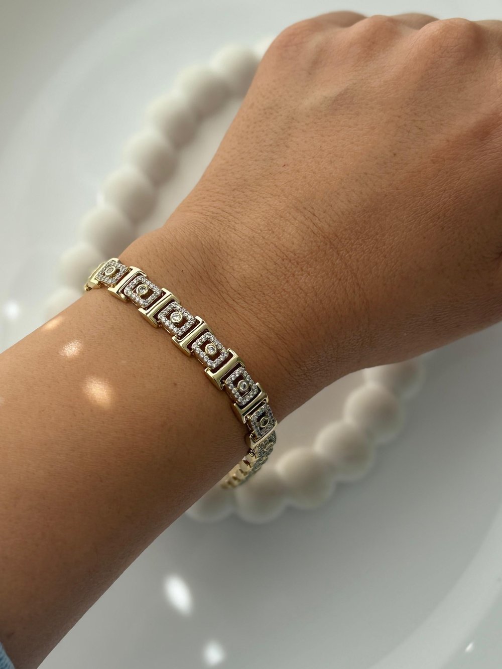 Vip 14k Kare Zirkon Taşlı Bileklik