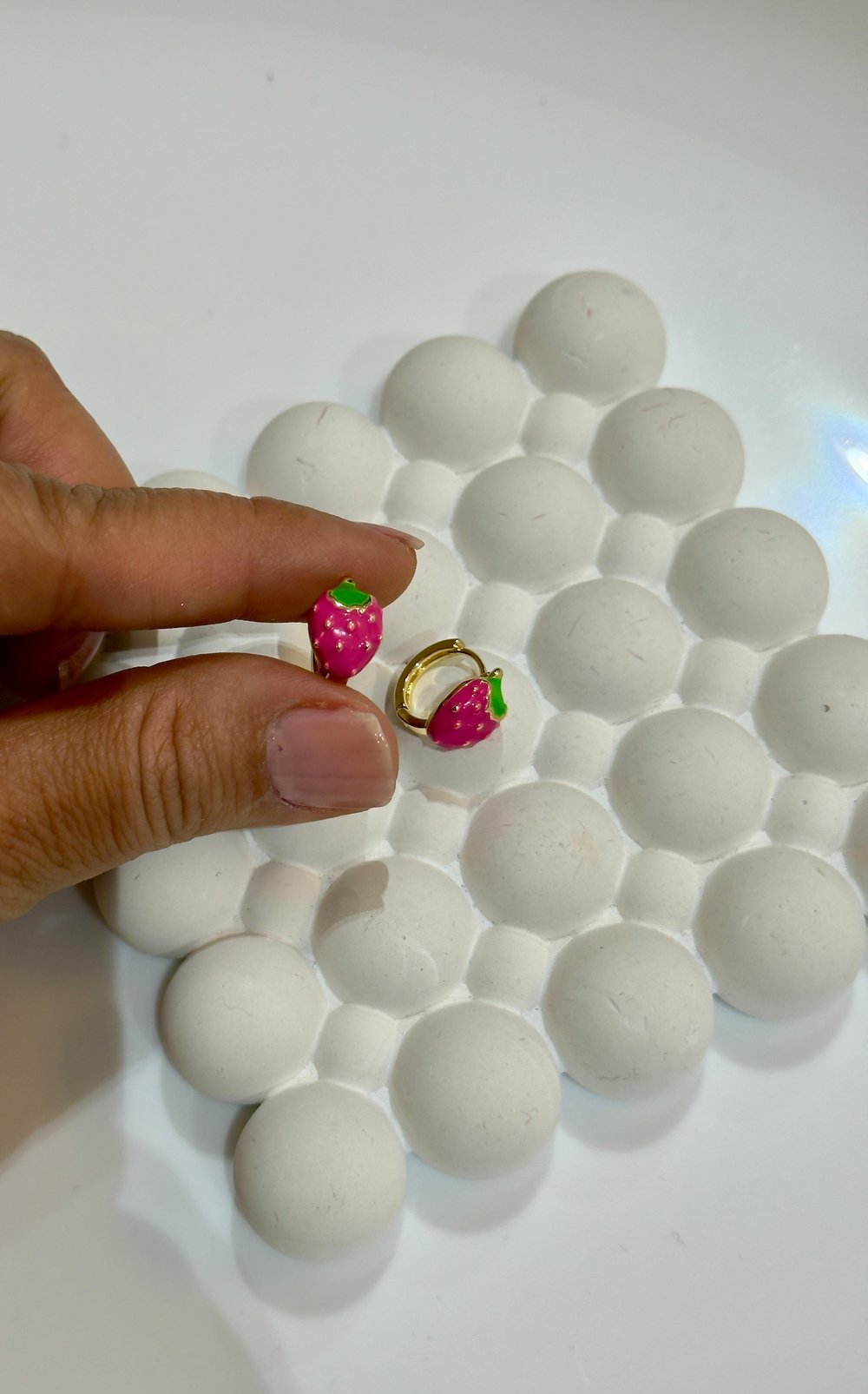Vip 14k Pembe Çilek Çocuk Küpesi