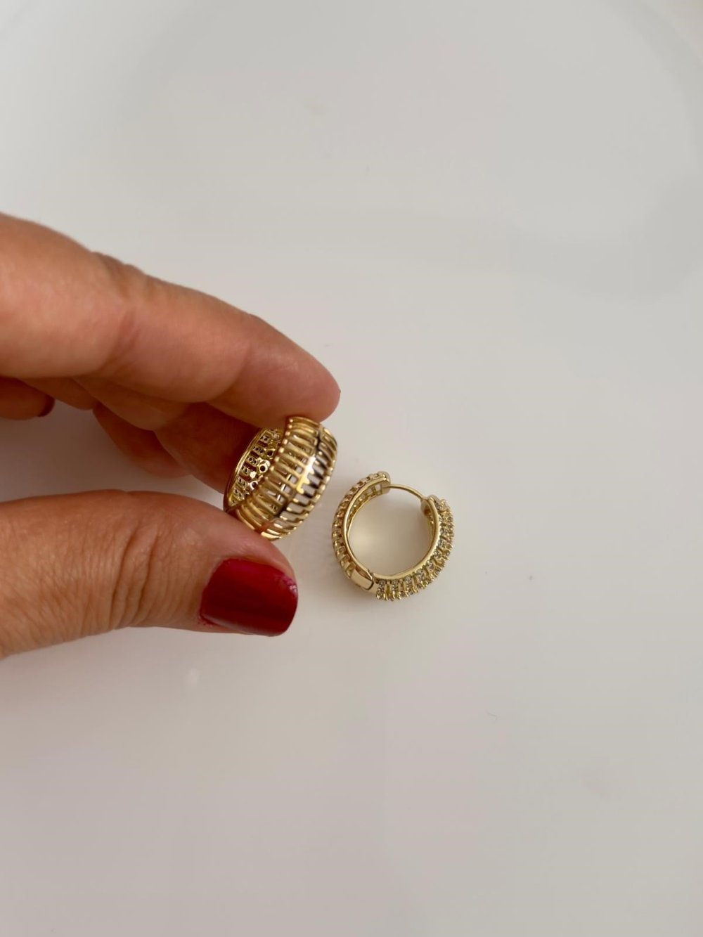 Vip 14K Zirkon Taşlı  Kalın Halka Küpe