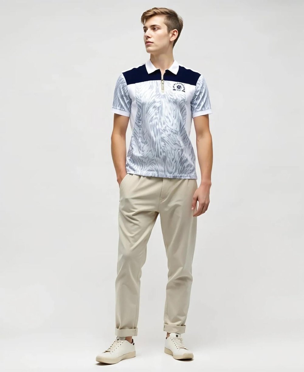 POLO YAKA LACİVERT BEYAZ 