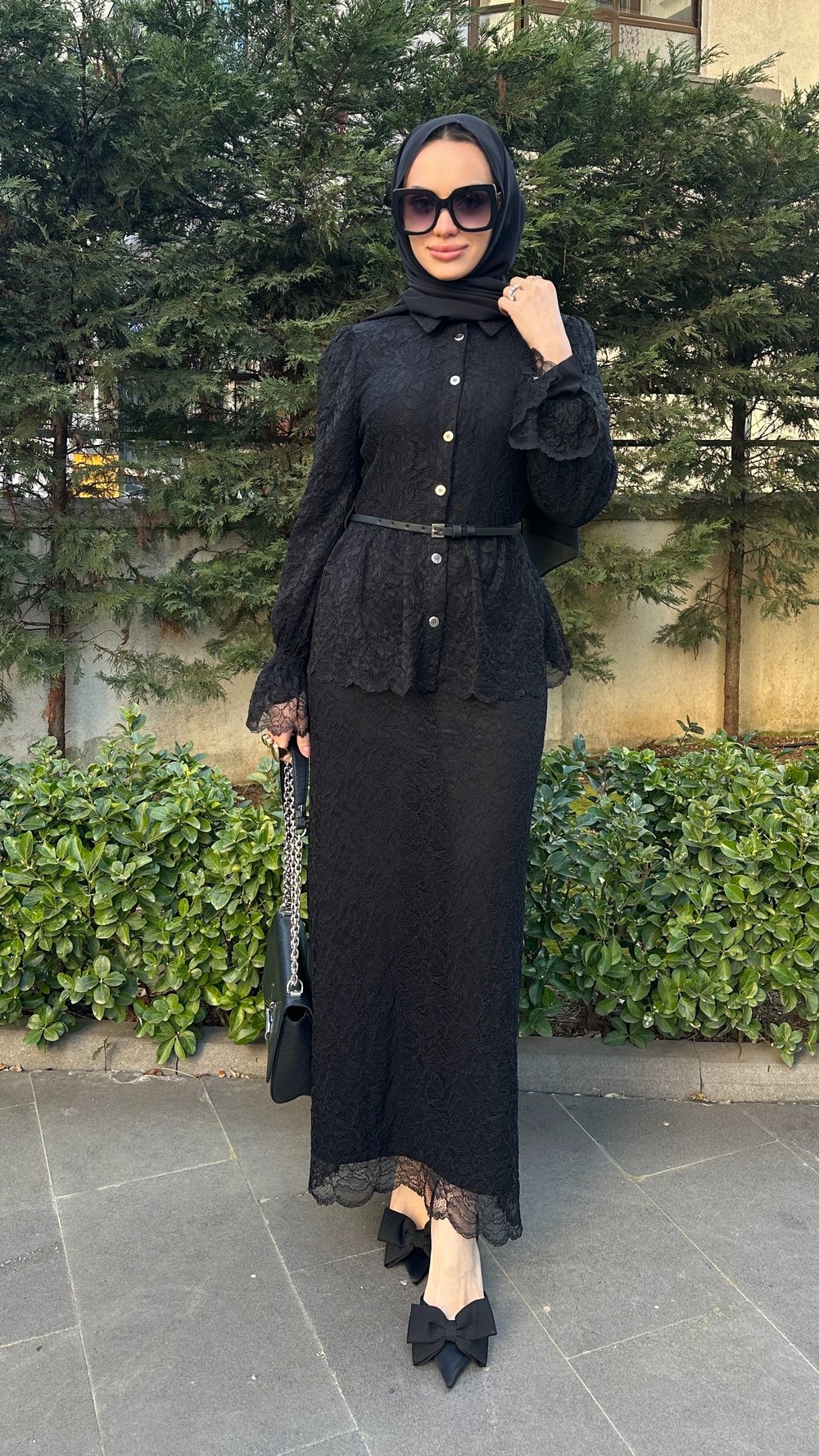 Beli Peplum Dantel Elbise