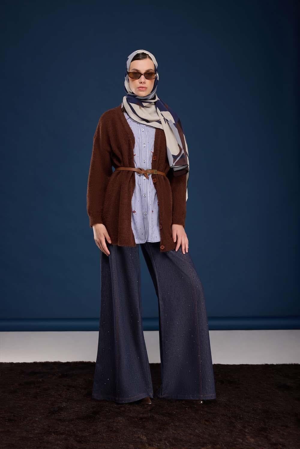 Denim Taşlı Pantolon