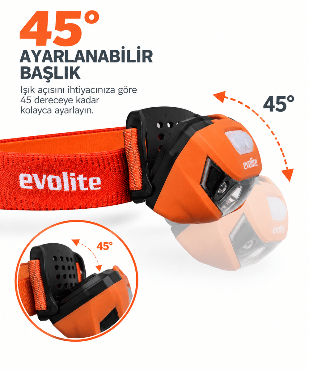 Evolite Shine 150 lm Kafa Lambası - Turuncu