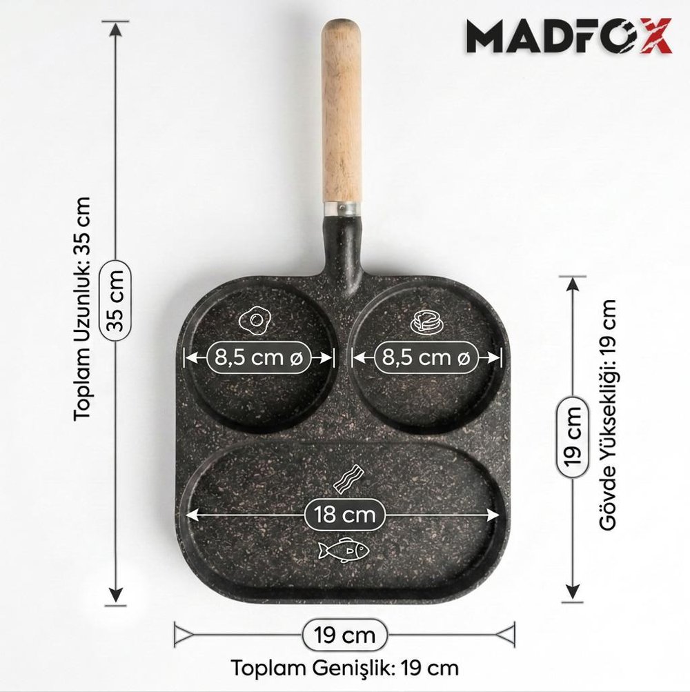 Madfox TrioChef 3 Gözlü Granit Döküm Tava