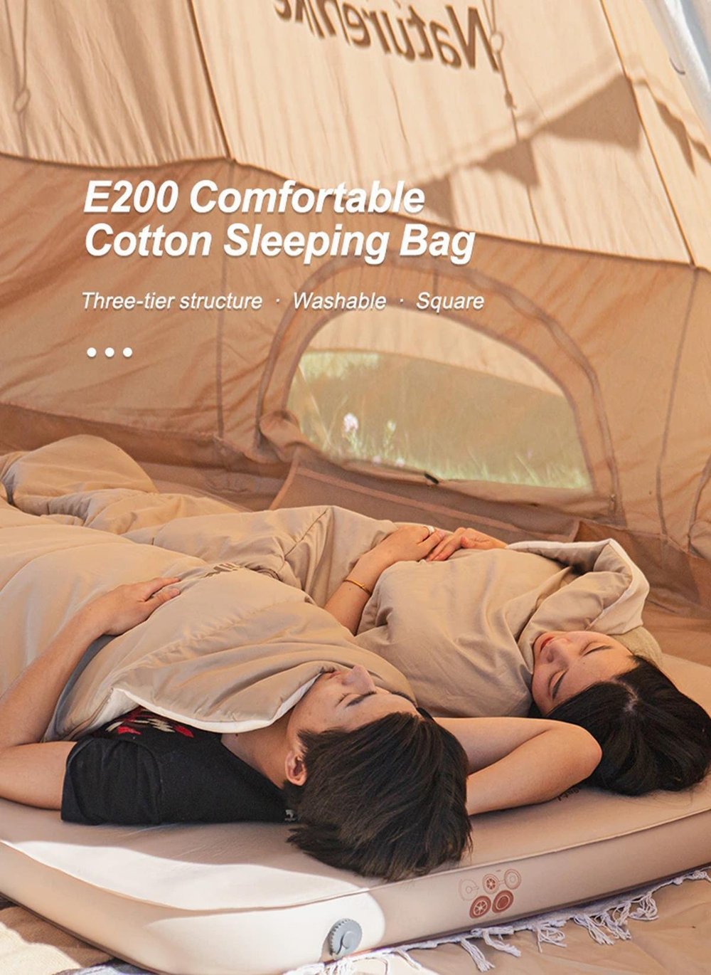 Naturehike Stitchable E200 Comfortable Pamuklu Uyku Tulumu -5°C