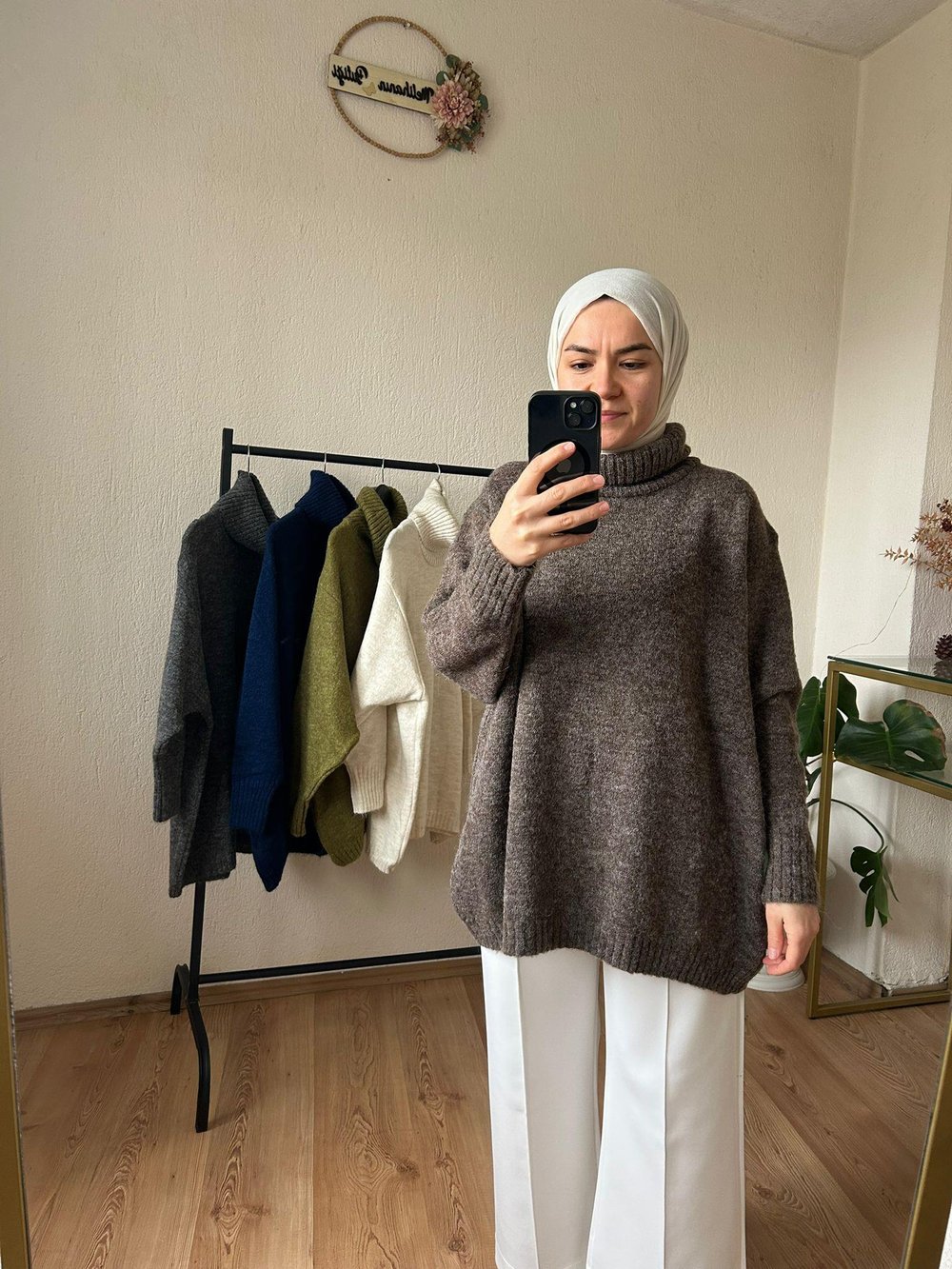 Balıkçı yaka triko kazak Kahve