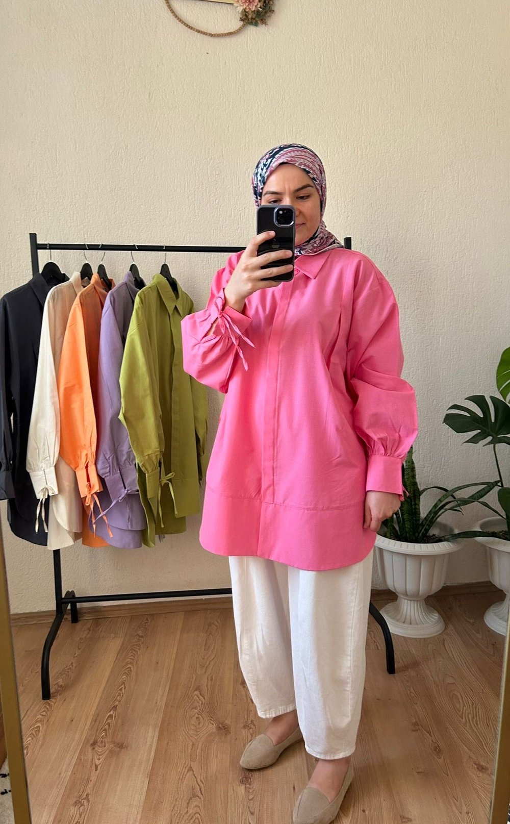 Biyeli Poplin Gömlek Pembe