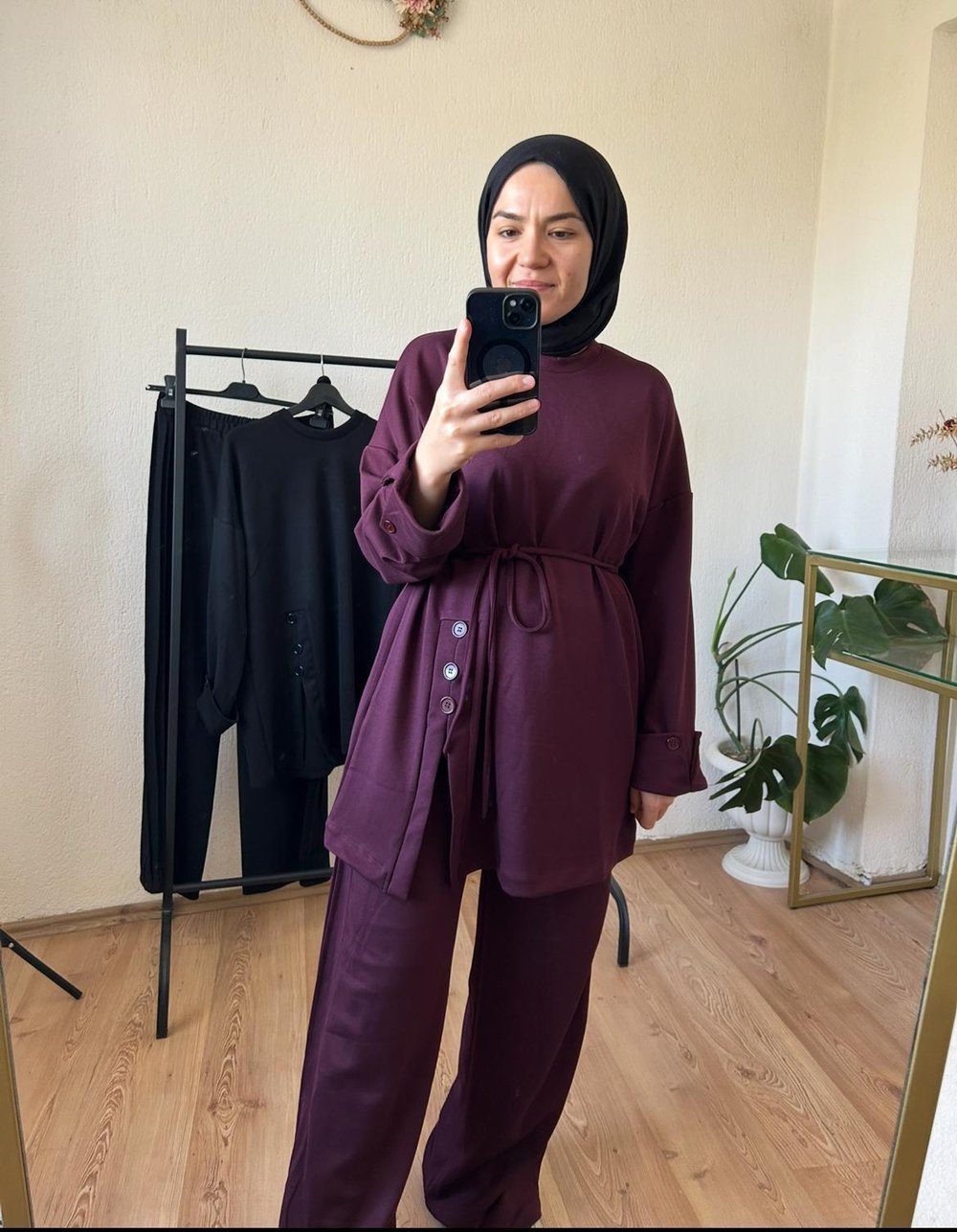 Düğmeli oysho kumaş takım BORDO
