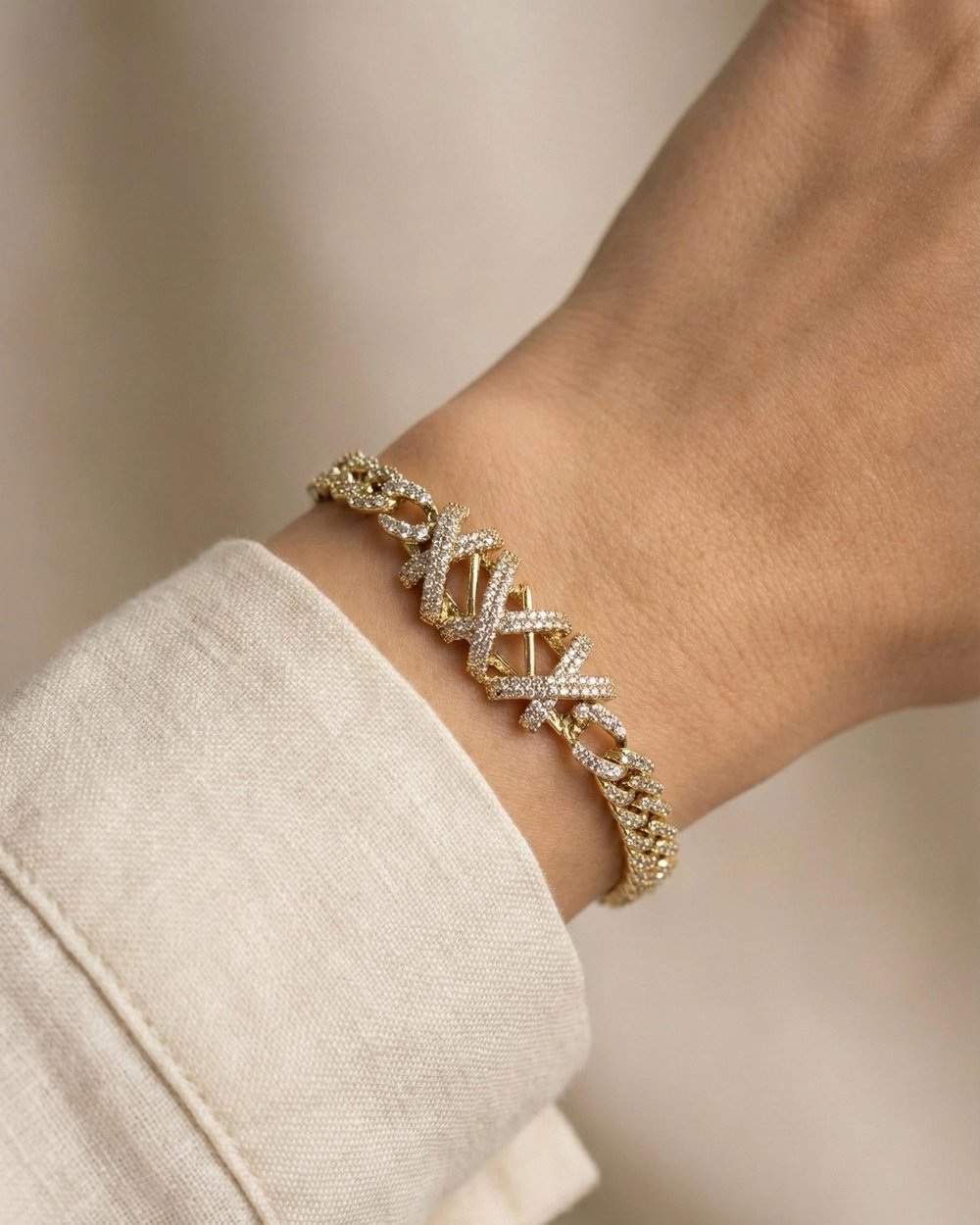 14K Xuping Full Zirkon X Model Gurmet Bileklik