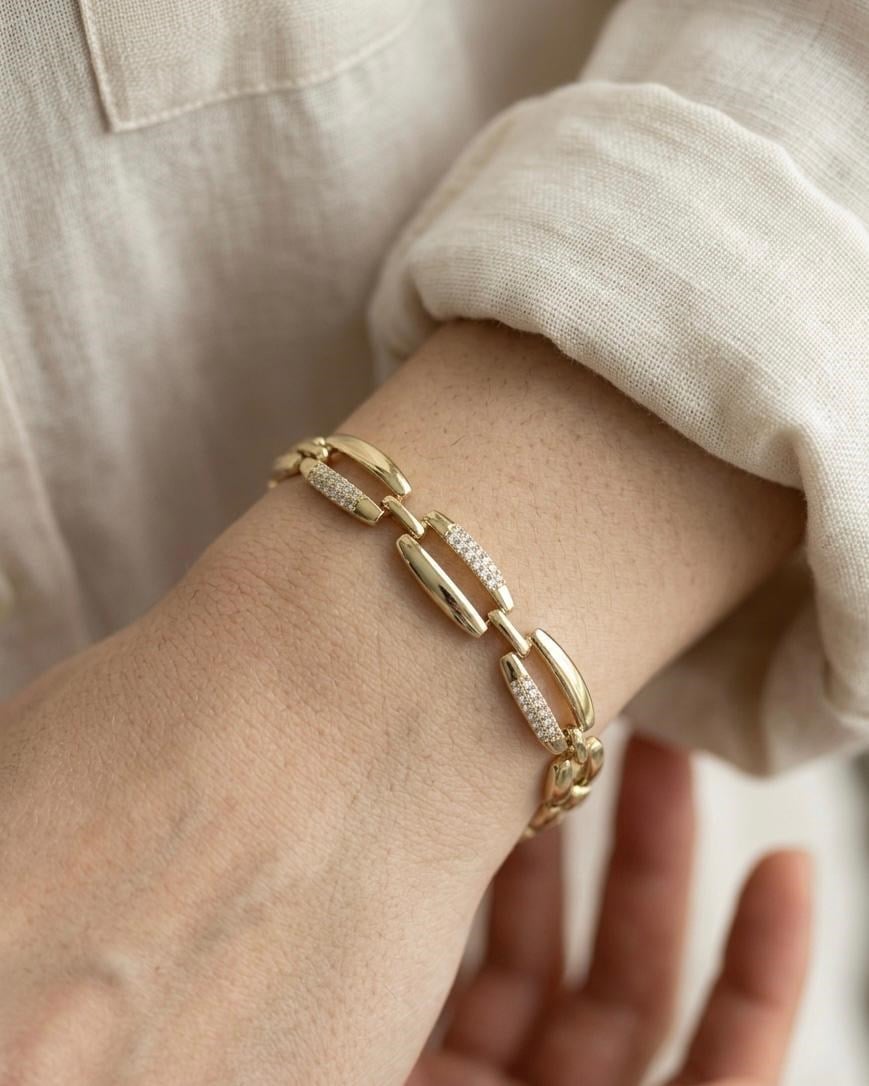 14K Xuping Taşlı Geometrik Model Bileklik