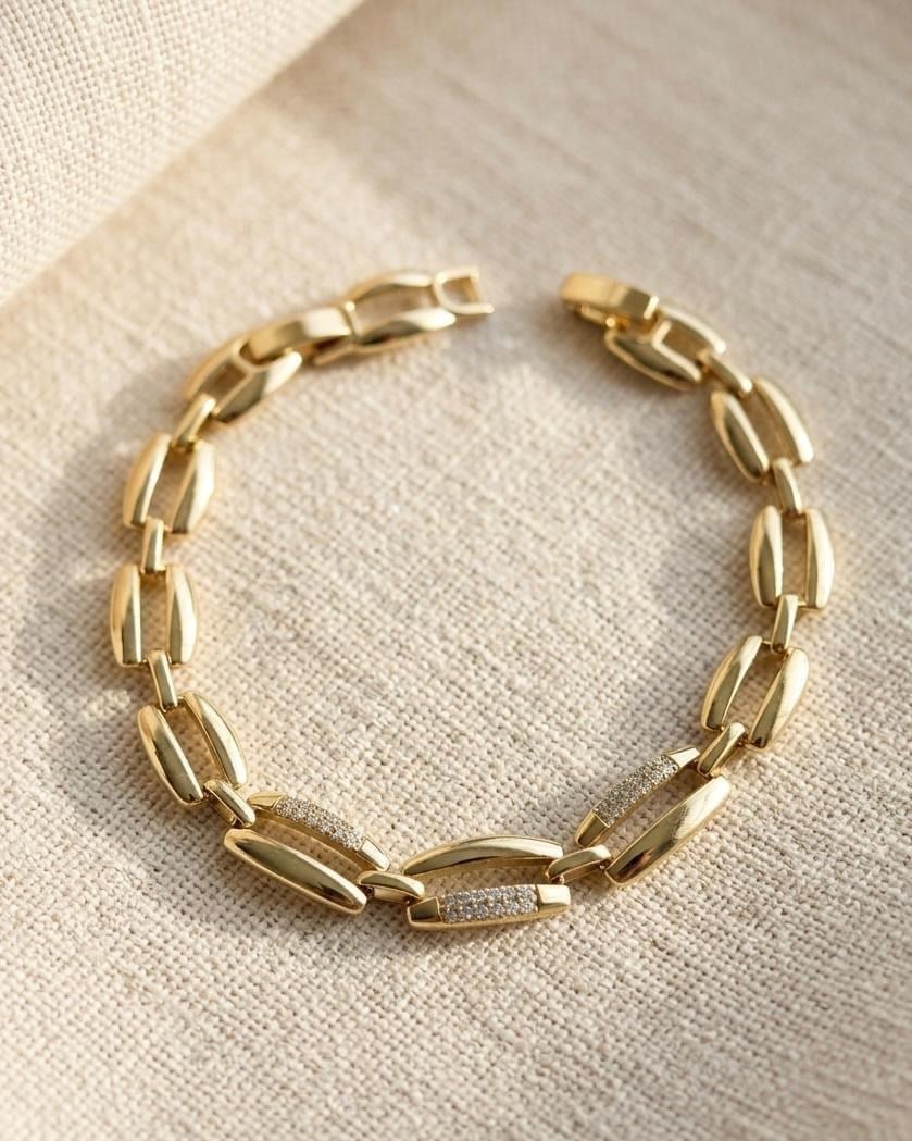 14K Xuping Taşlı Geometrik Model Bileklik