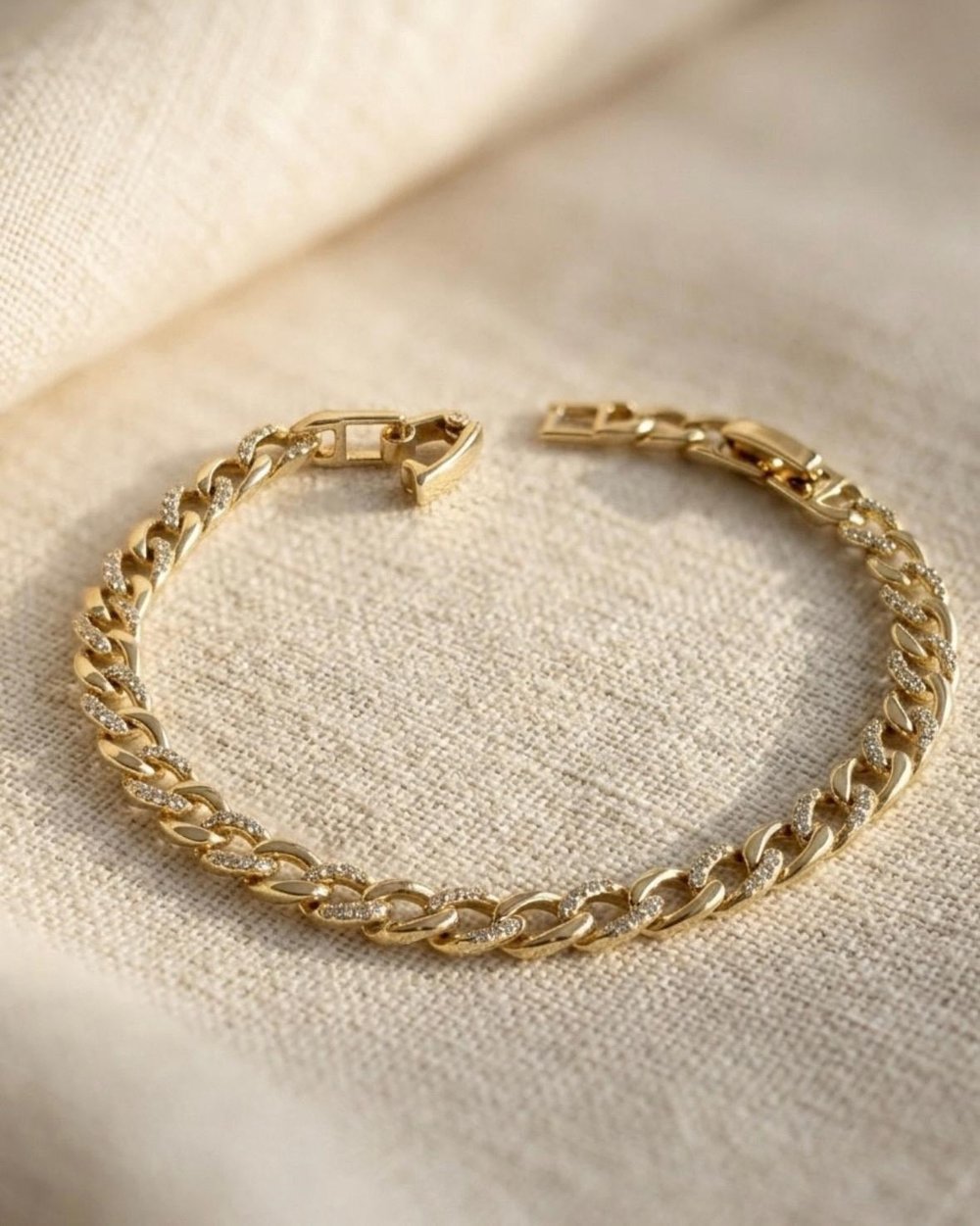 14K Xuping Taşlı Minimal Zincir Bileklik 