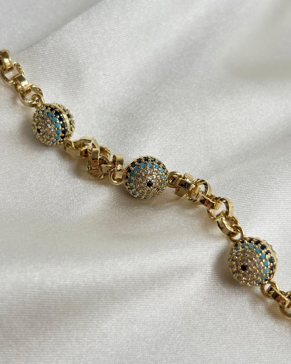 14K Xuping Taşlı Nazar Boncuğu Bileklik