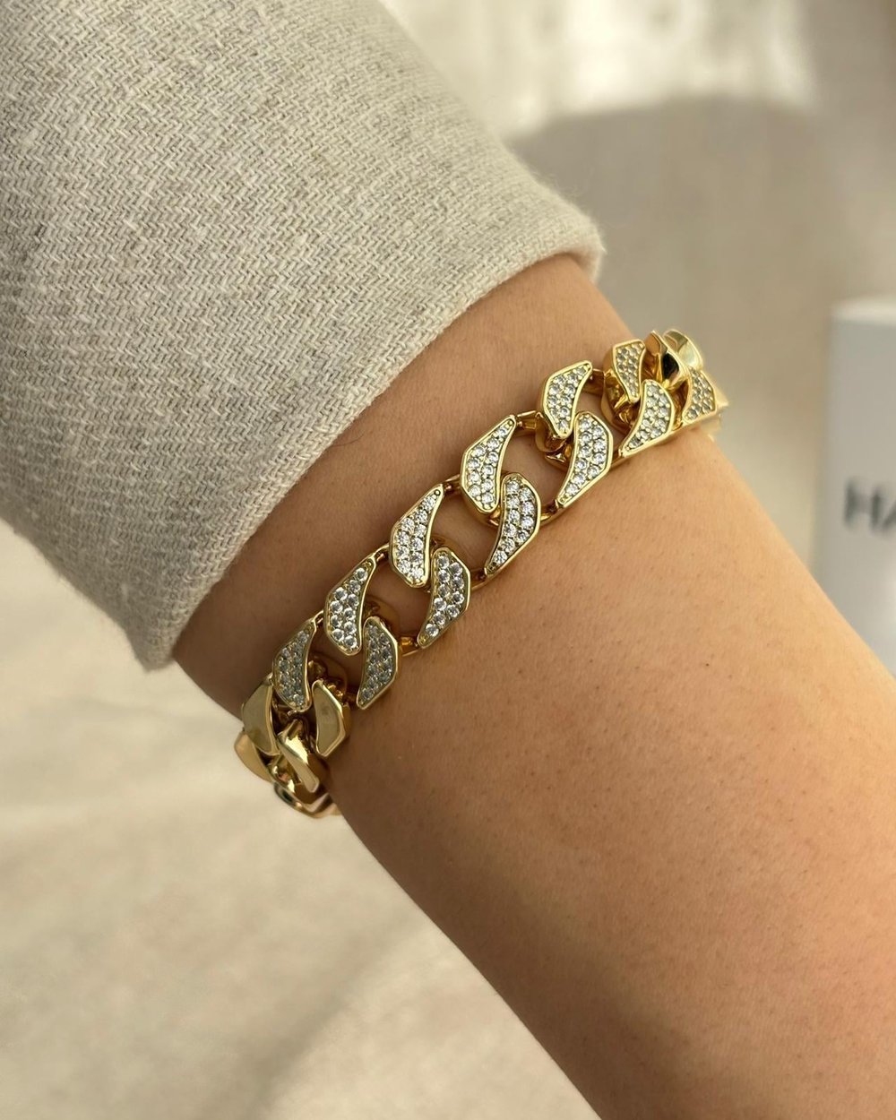 14K Xuping Yaprak Desen Zirkon Taşlı Gurmet Bileklik