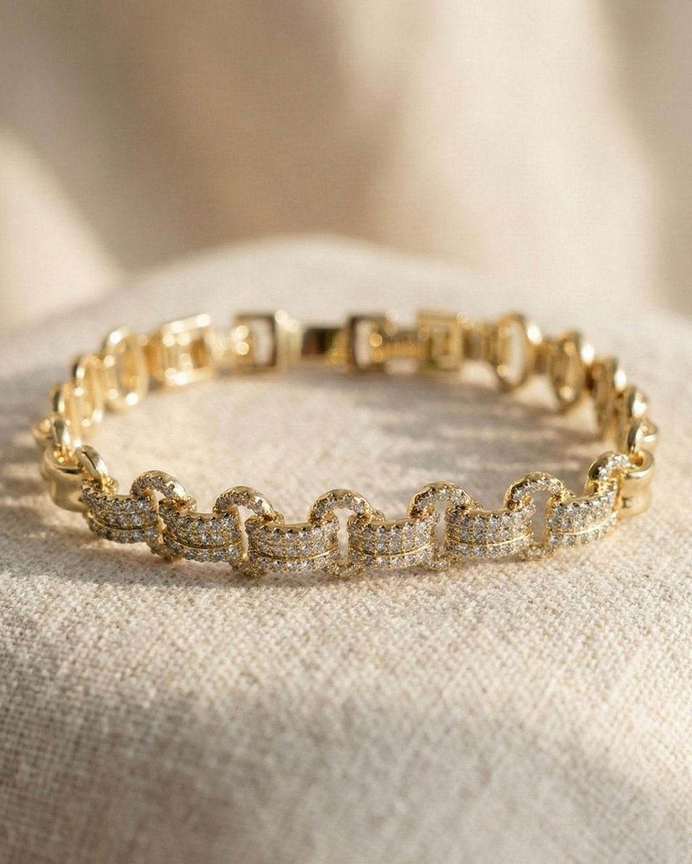 14K Xuping Zirkon Taşlı Kilit Model Abiye Bileklik
