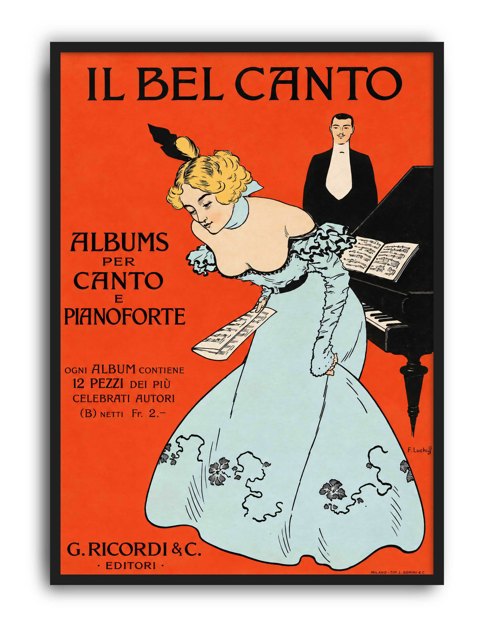  Il Bel Canto, G. Ricordi (1900) – Franz Laskoff İtalyan Vintage Konser Posteri