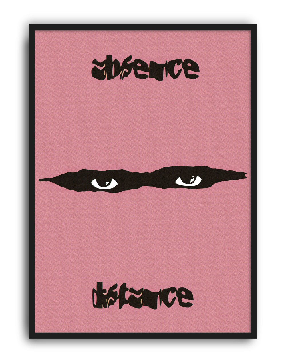 Absence Distance Pembe Göz Tipografik Duvar Tablosu