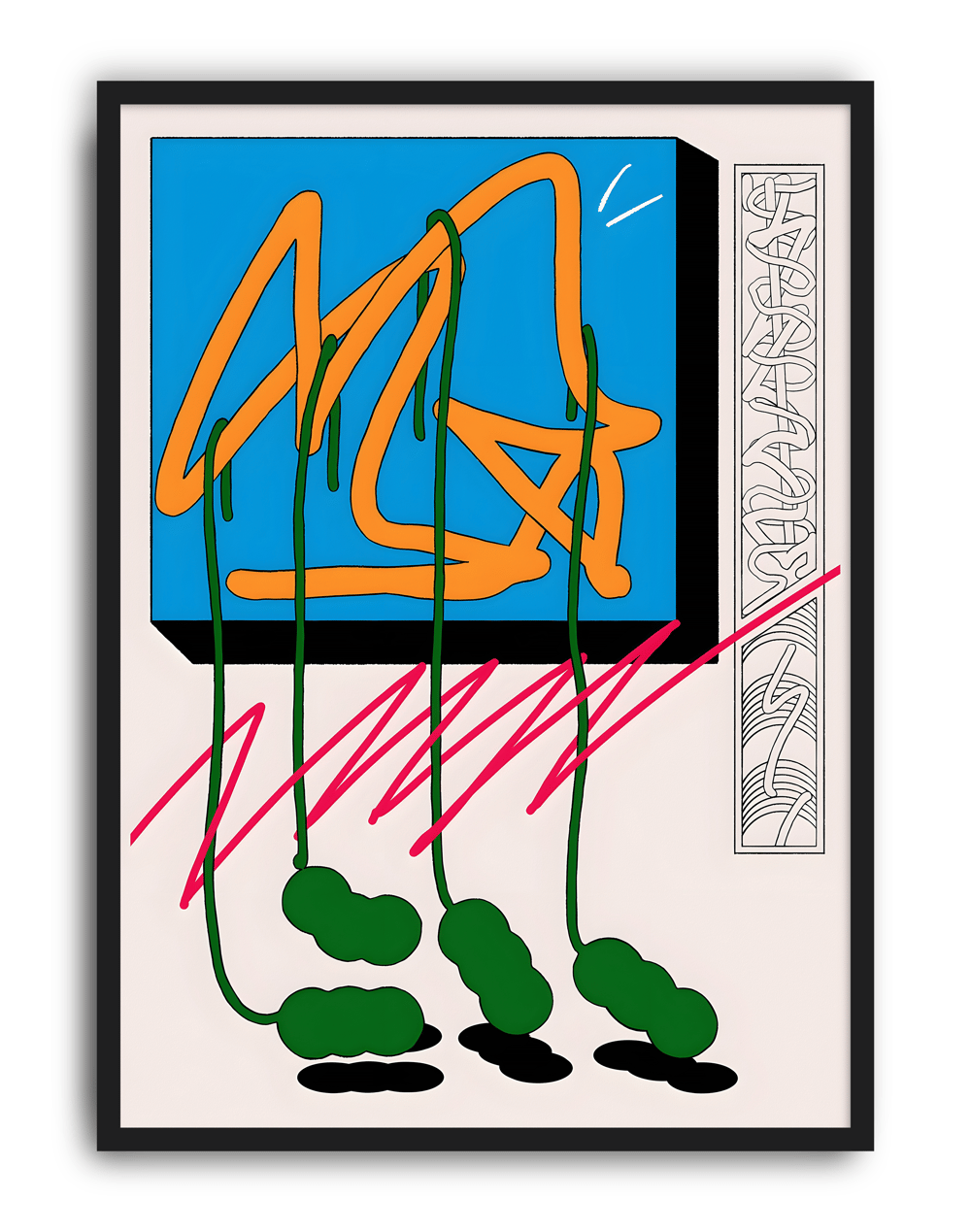 Azure Trace Modern Duvar Tablosu – Mavi Turuncu Grafik Abstract Poster