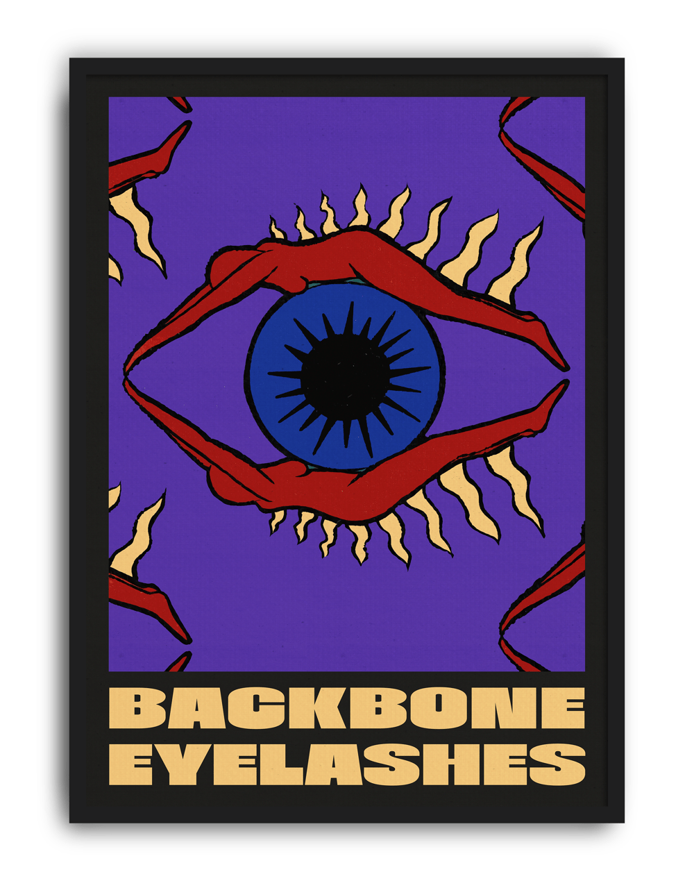 Backbone Eyelashes Modern Duvar Tablosu – Mor Zeminli Göz ve Dudak Poster