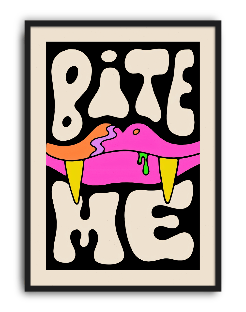 Bite Me Modern Duvar Tablosu – Pop Art Vampir Dudak Poster