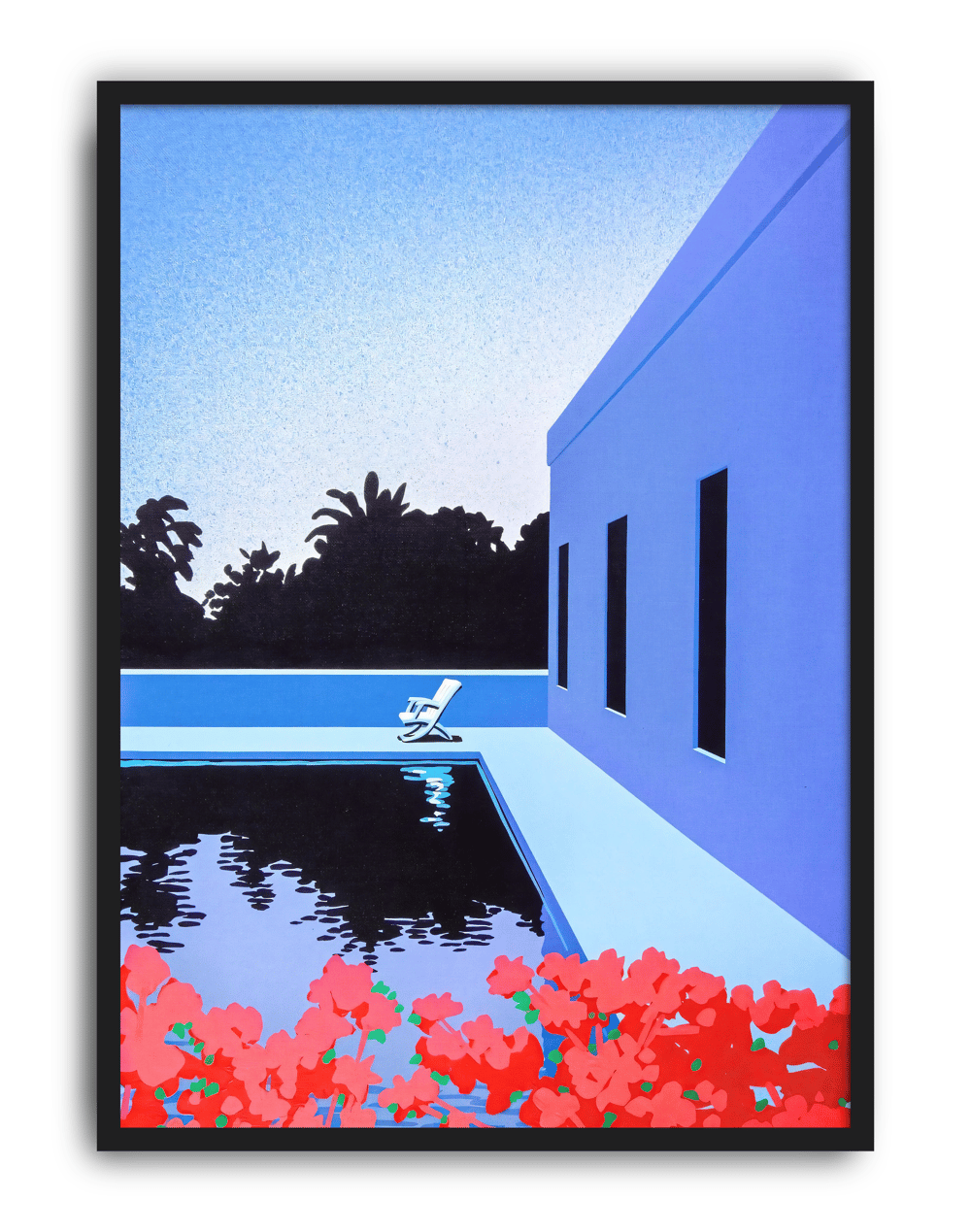 Blue Pool Modern Duvar Tablosu – Mavi Havuz ve Mimari Manzara Poster