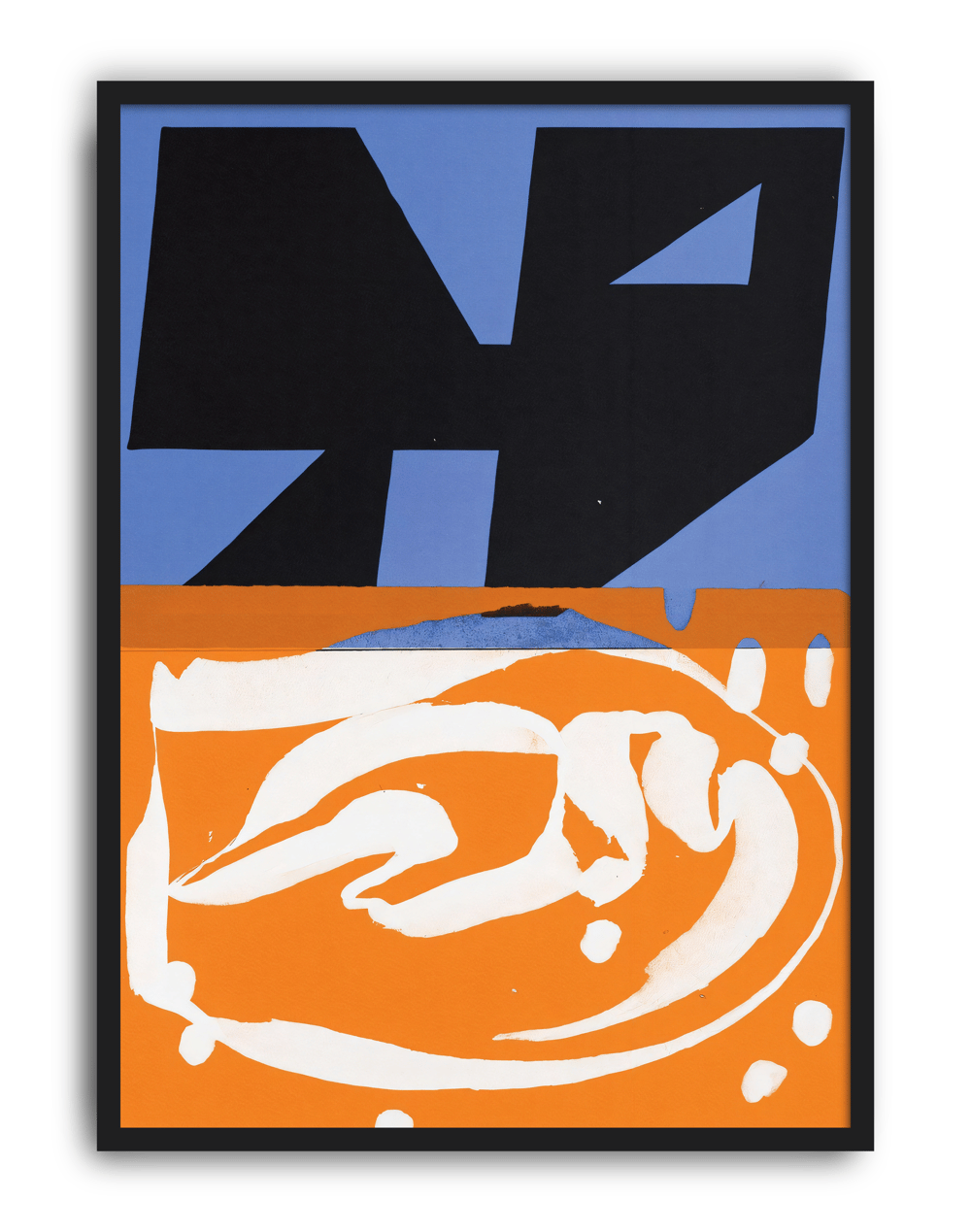 Blue Signal Modern Duvar Tablosu – Mavi Turuncu Abstract Poster