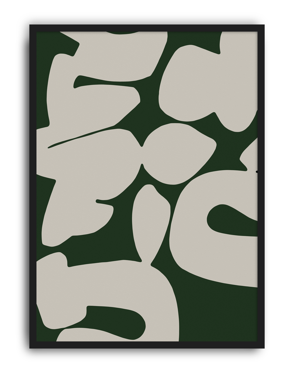 Botanic Flow Modern Duvar Tablosu – Yeşil Beyaz Minimal Abstract Poster