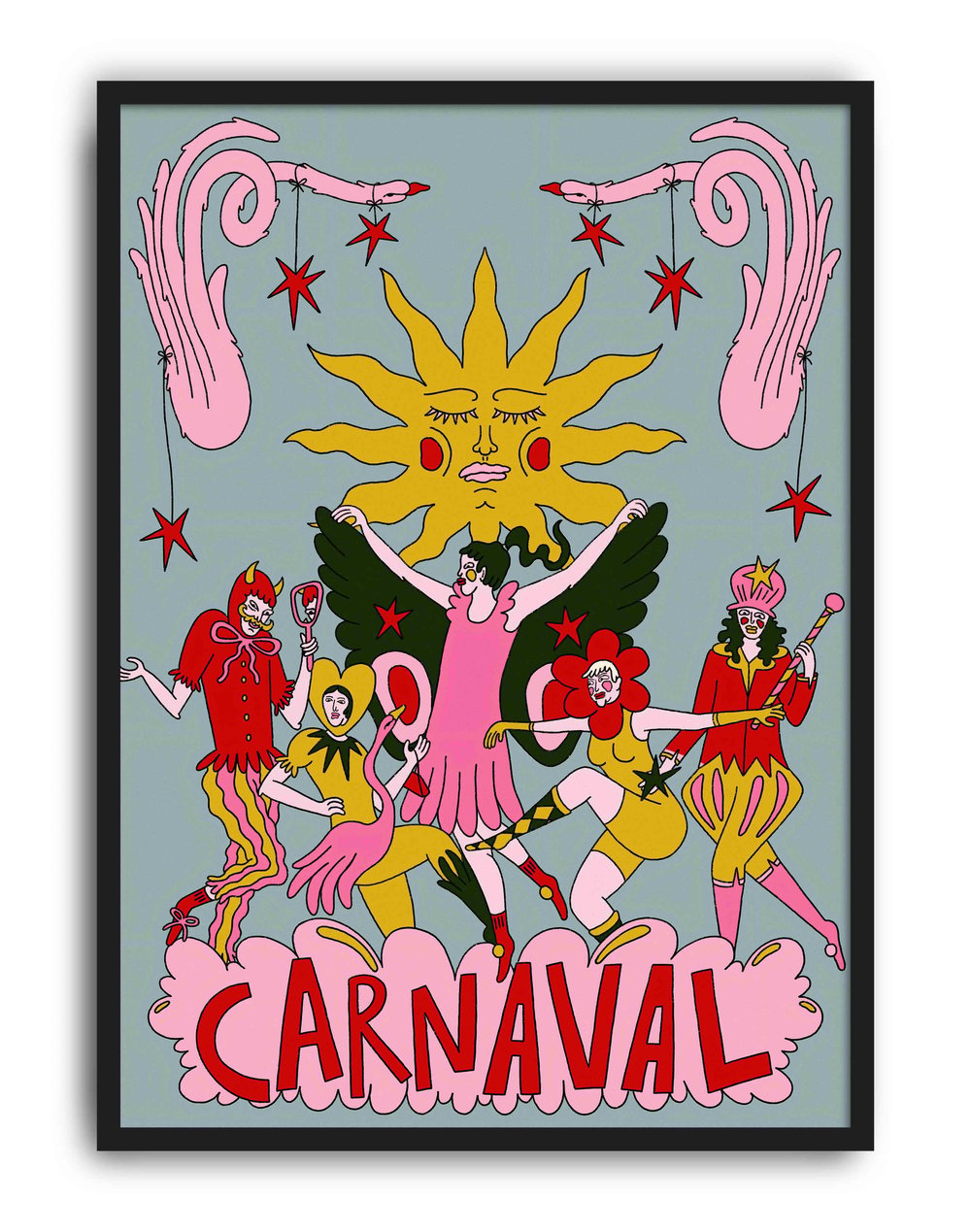 Carnaval Sürreal Modern Duvar Tablosu - Renkli Karnaval Figüratif Poster
