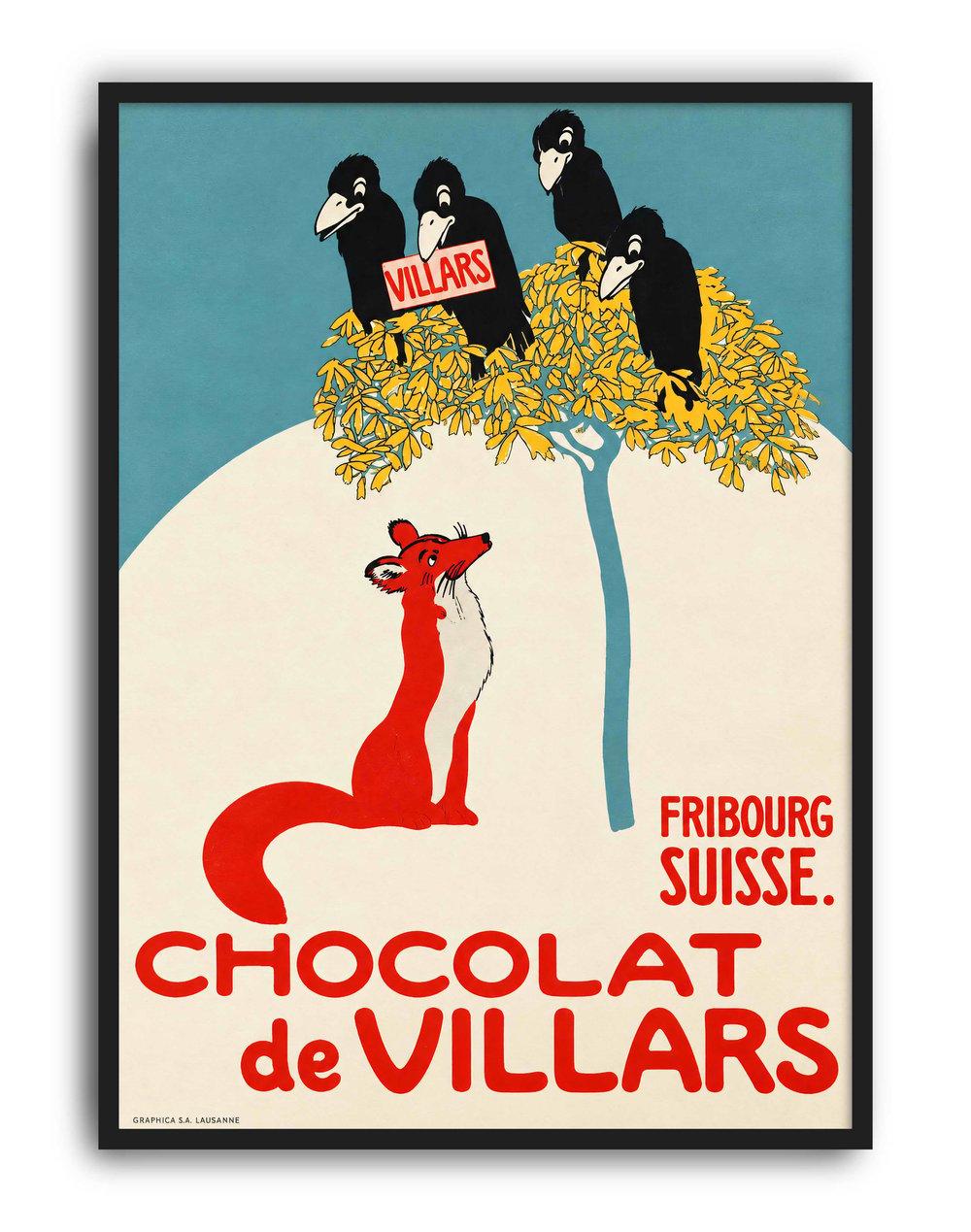 Chocolat de Villars (1905) – Émile Cardinaux İsviçre Vintage Çikolata Reklam Posteri