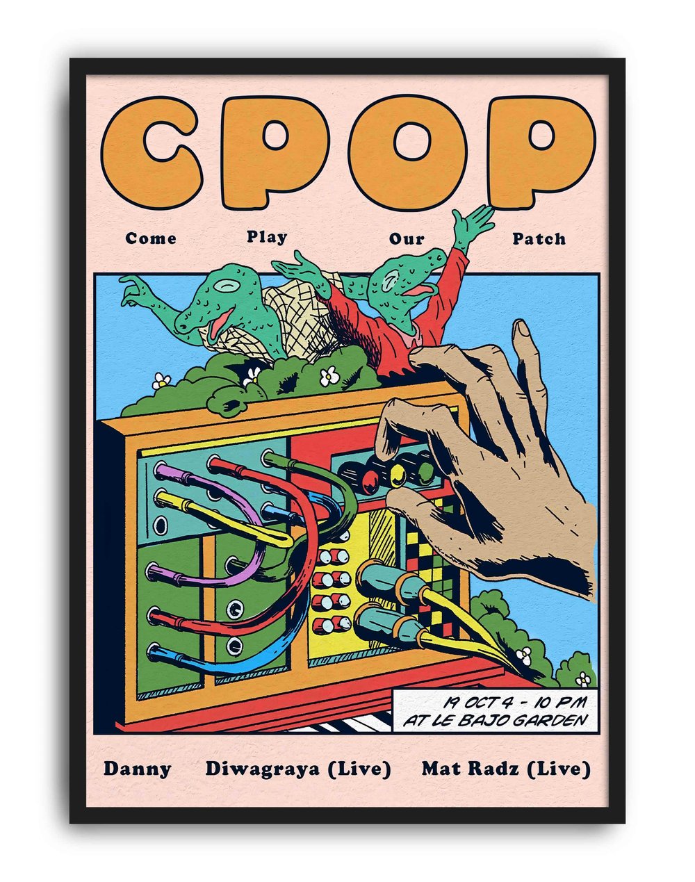 CPOP Modern Duvar Tablosu - Renkli Synth Timsah Grafik Poster