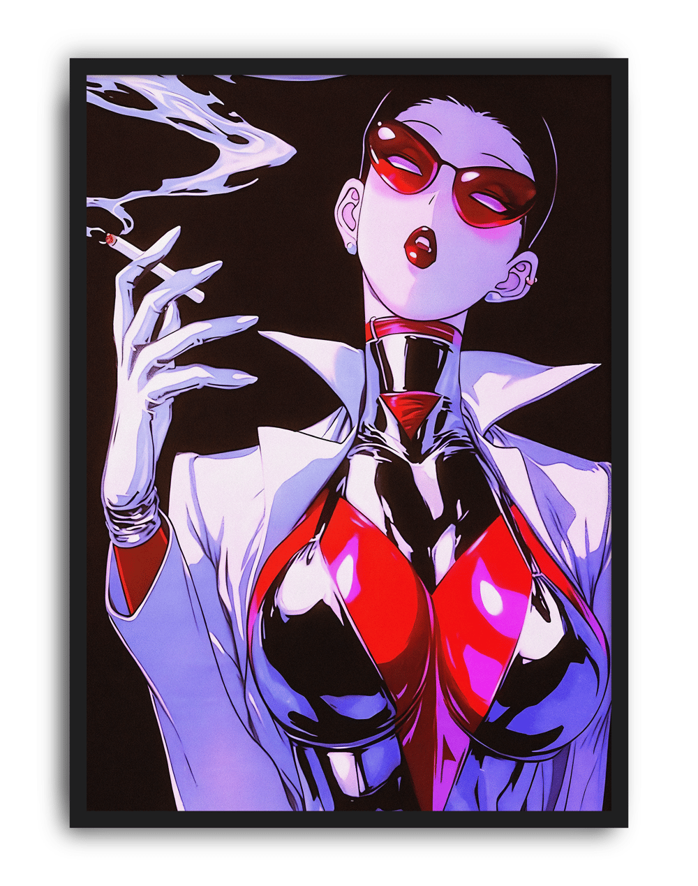Crimson Smoke Modern Duvar Tablosu – Kırmızı Siyah Anime Poster