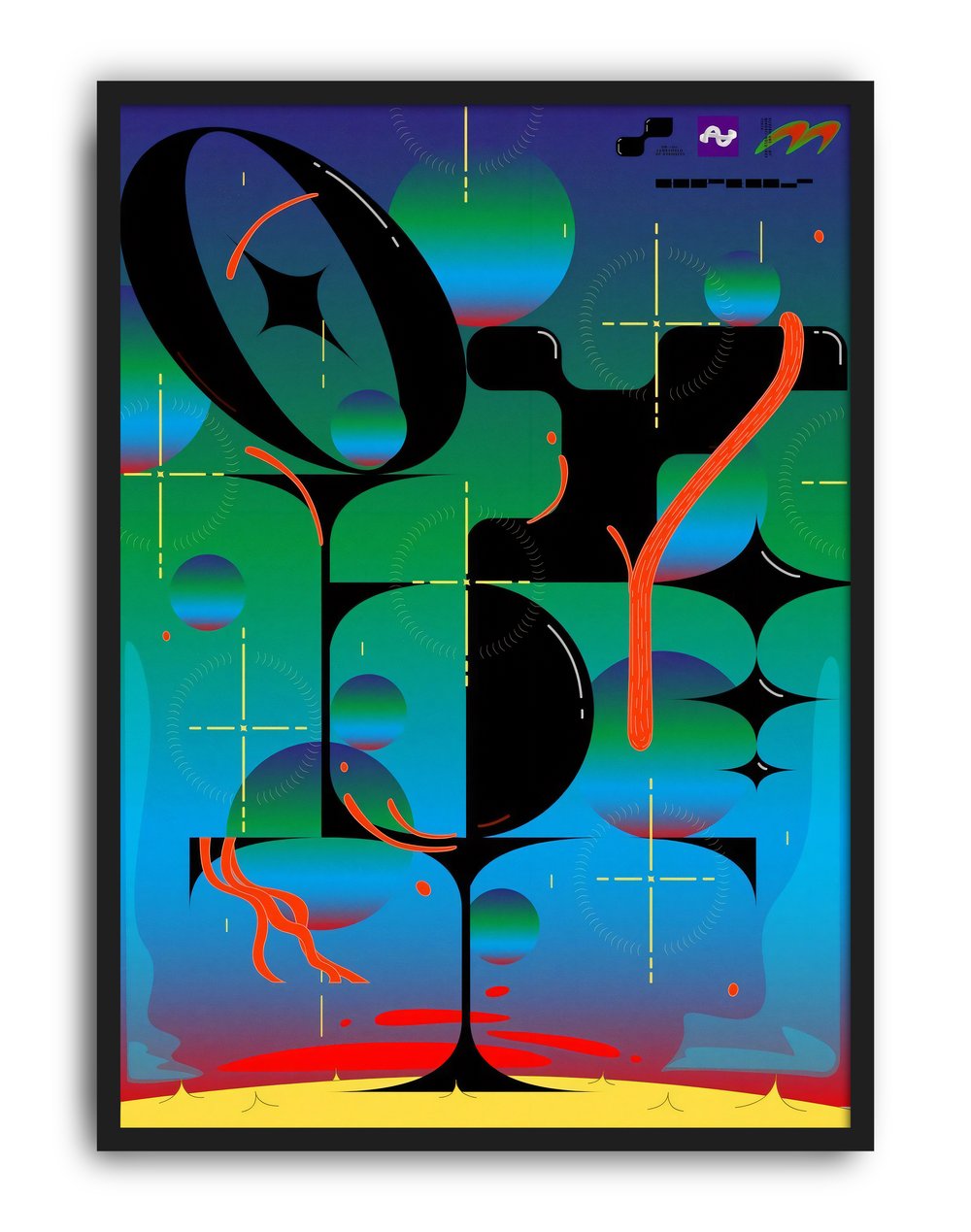 Digital Orbit Modern Duvar Tablosu – Yeşil Mavi Futuristik Abstract Poster