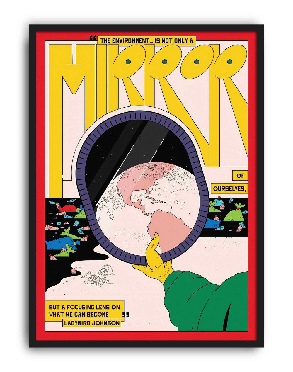 Environment Mirror Modern Duvar Tablosu -  Kırmızı Sarı Dünya Grafik Poster