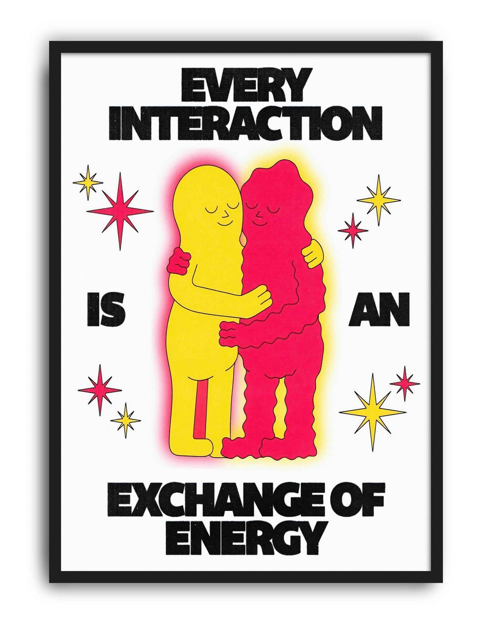 Exchange of Energy Modern Duvar Tablosu - Sarı Pembe Figüratif Poster