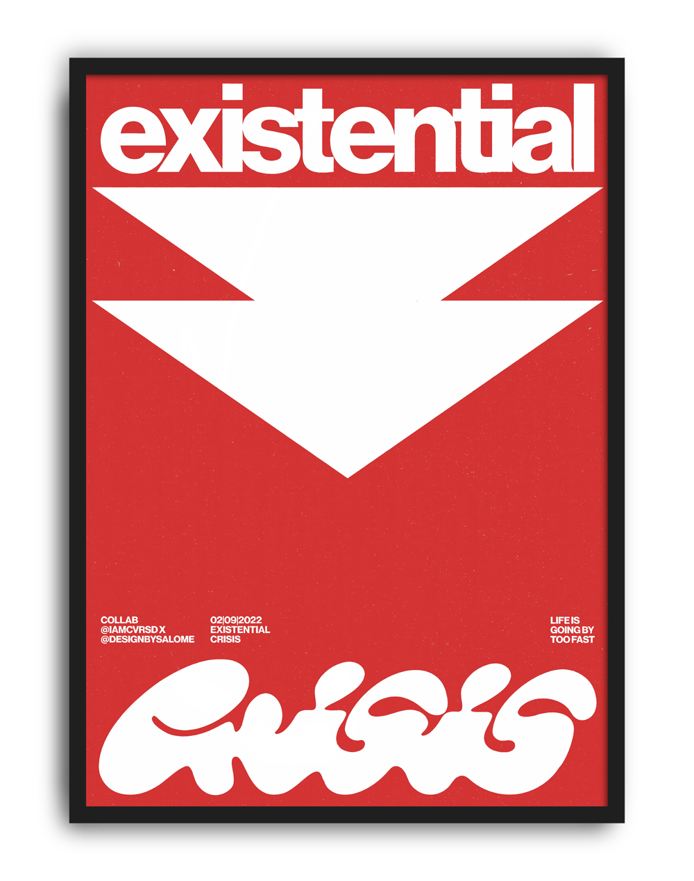 Existential Red Modern Duvar Tablosu – Kırmızı Tipografik Grafik Poster