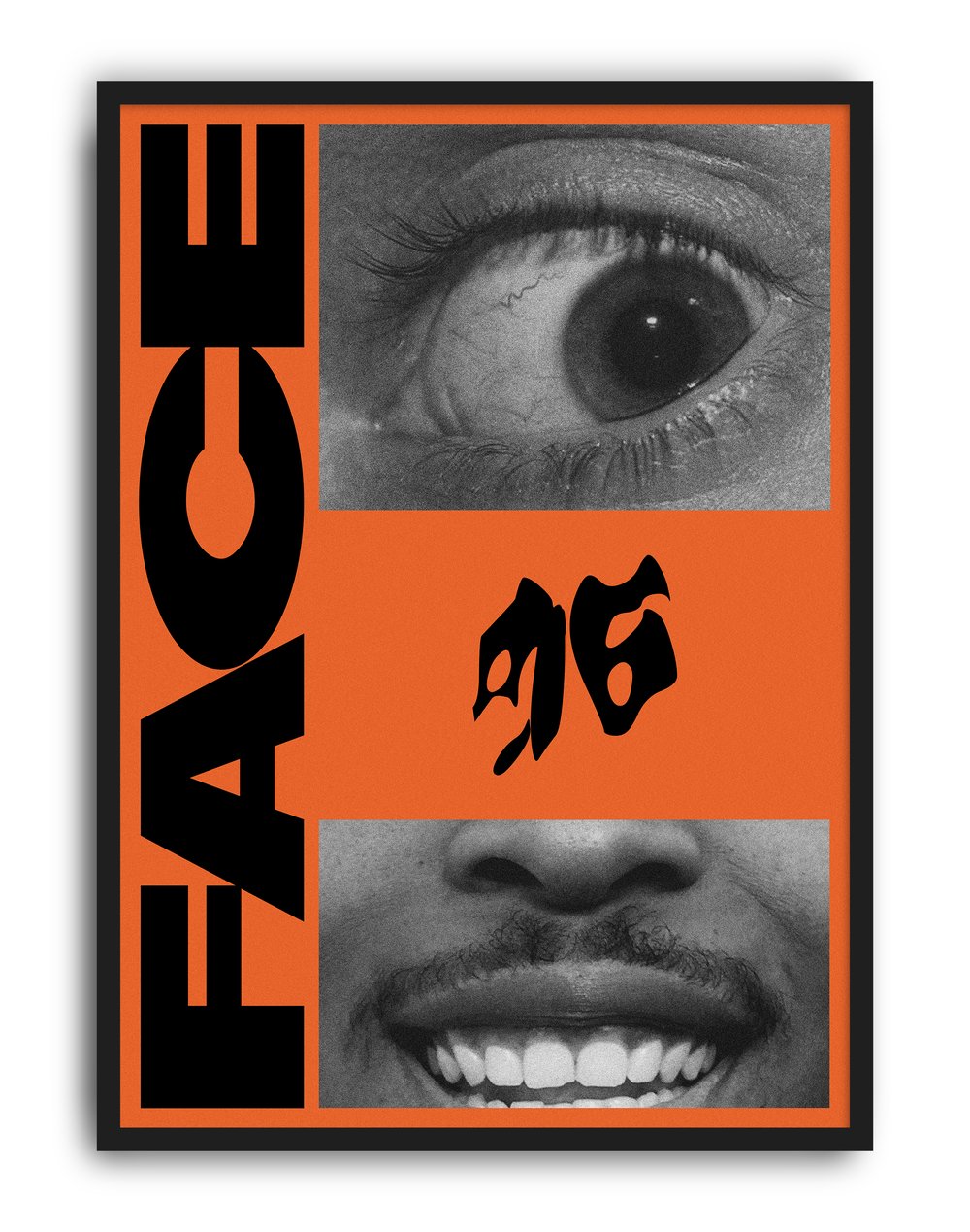 Face Code Modern Duvar Tablosu – Turuncu Siyah Grafik Poster